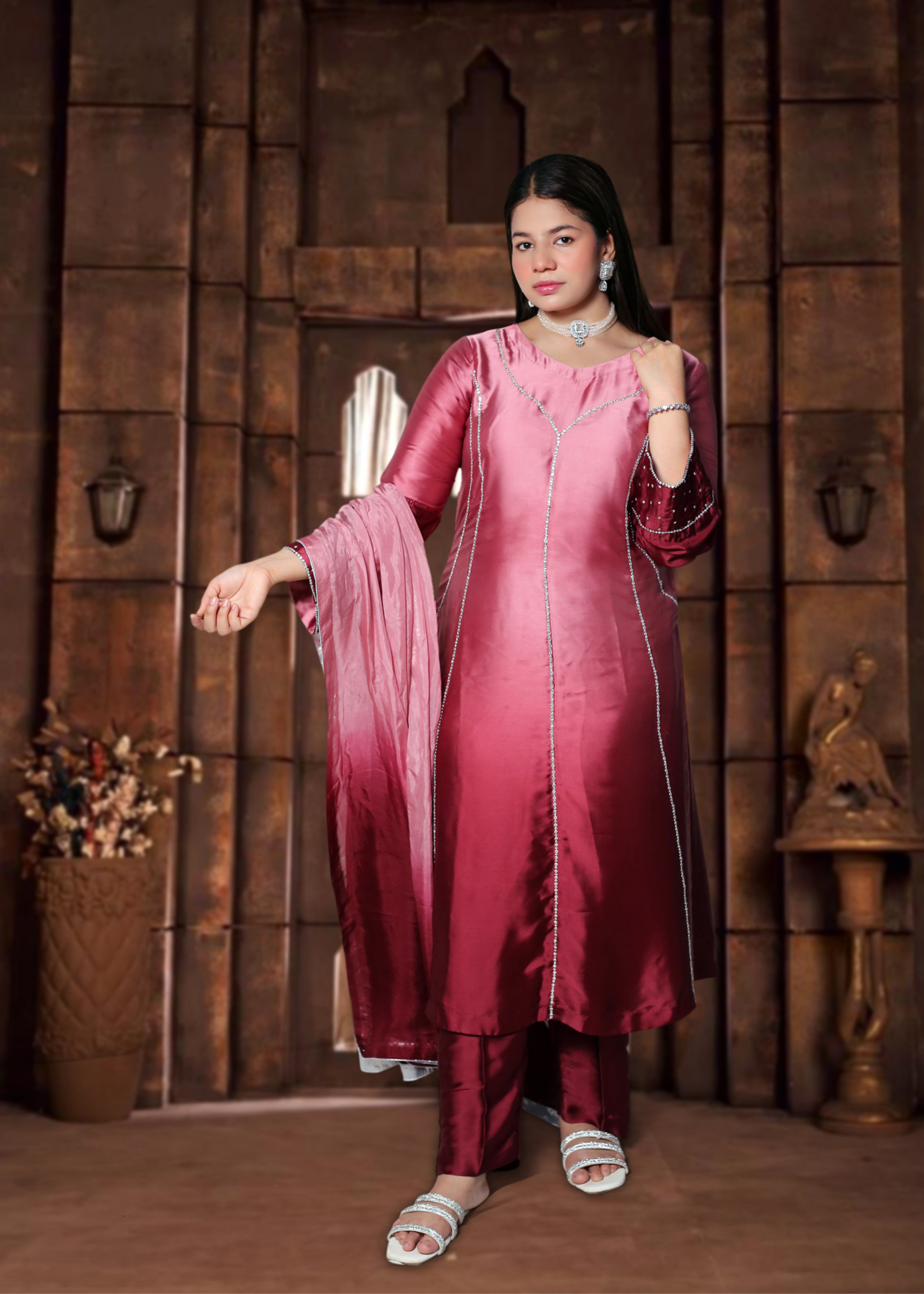  Silk Kurta Pant Dupatta Set | Ready to Wear