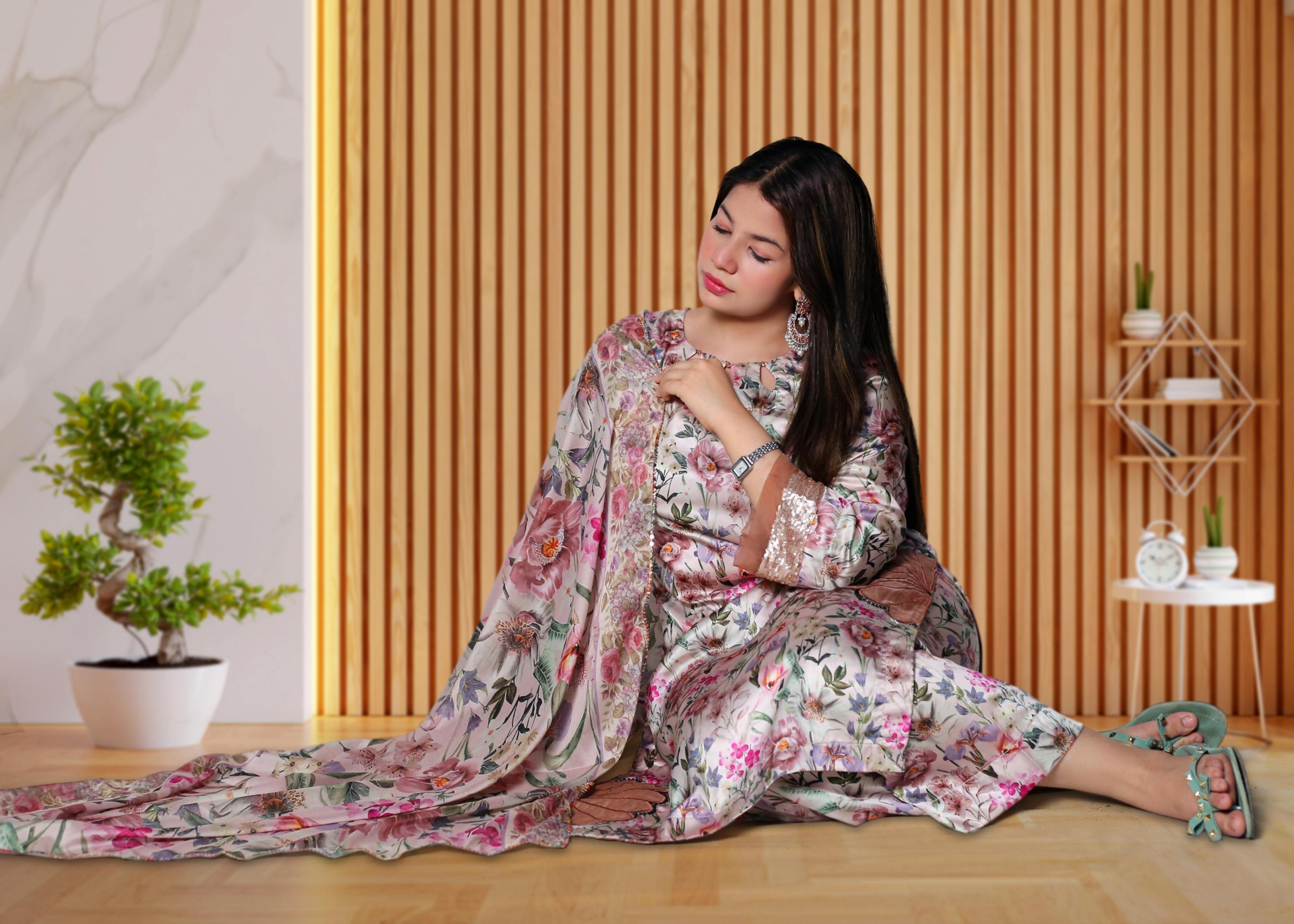 Silk Kurta Pant Dupatta Set | Ready to Wear