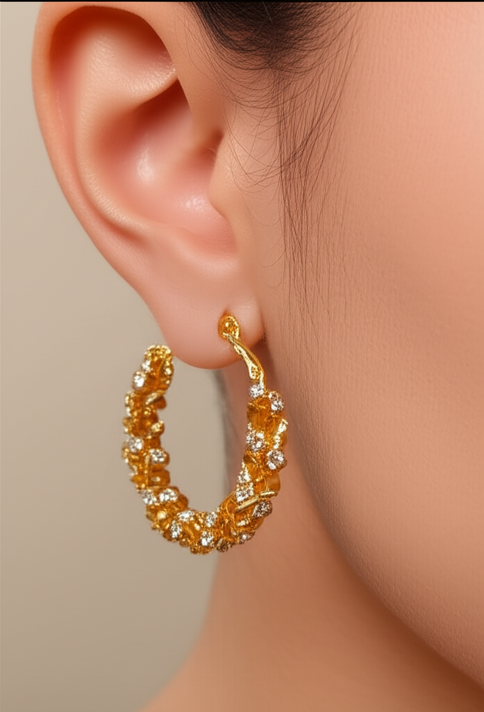 Floral Elegance Gold Hoop Earrings