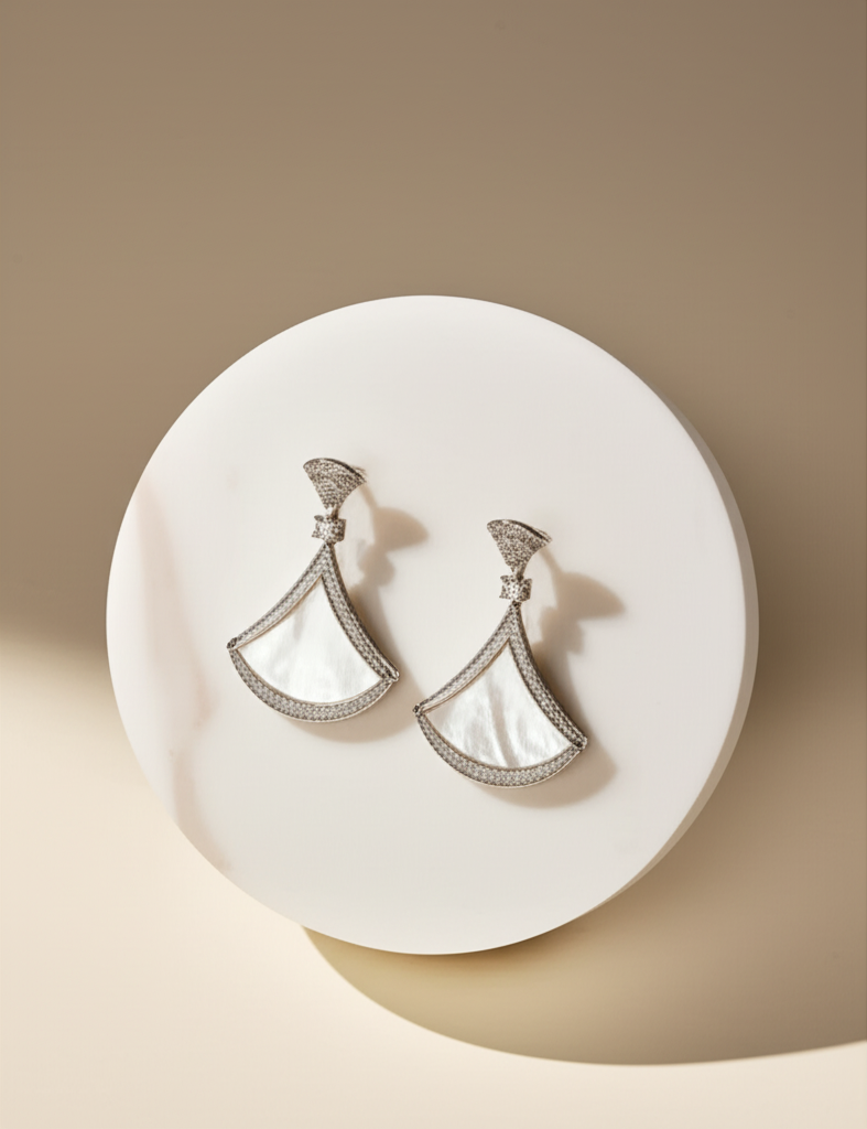 Lustrous White Stone Earrings