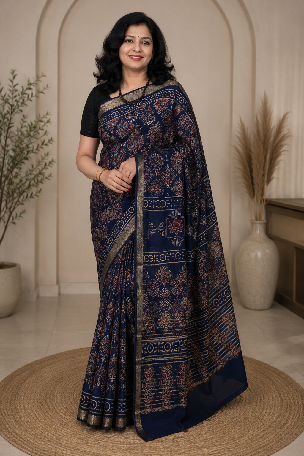 Pure Crepe Silk Ready-to-Wear Saree with Matching Unstitched Blouse & Zari Border