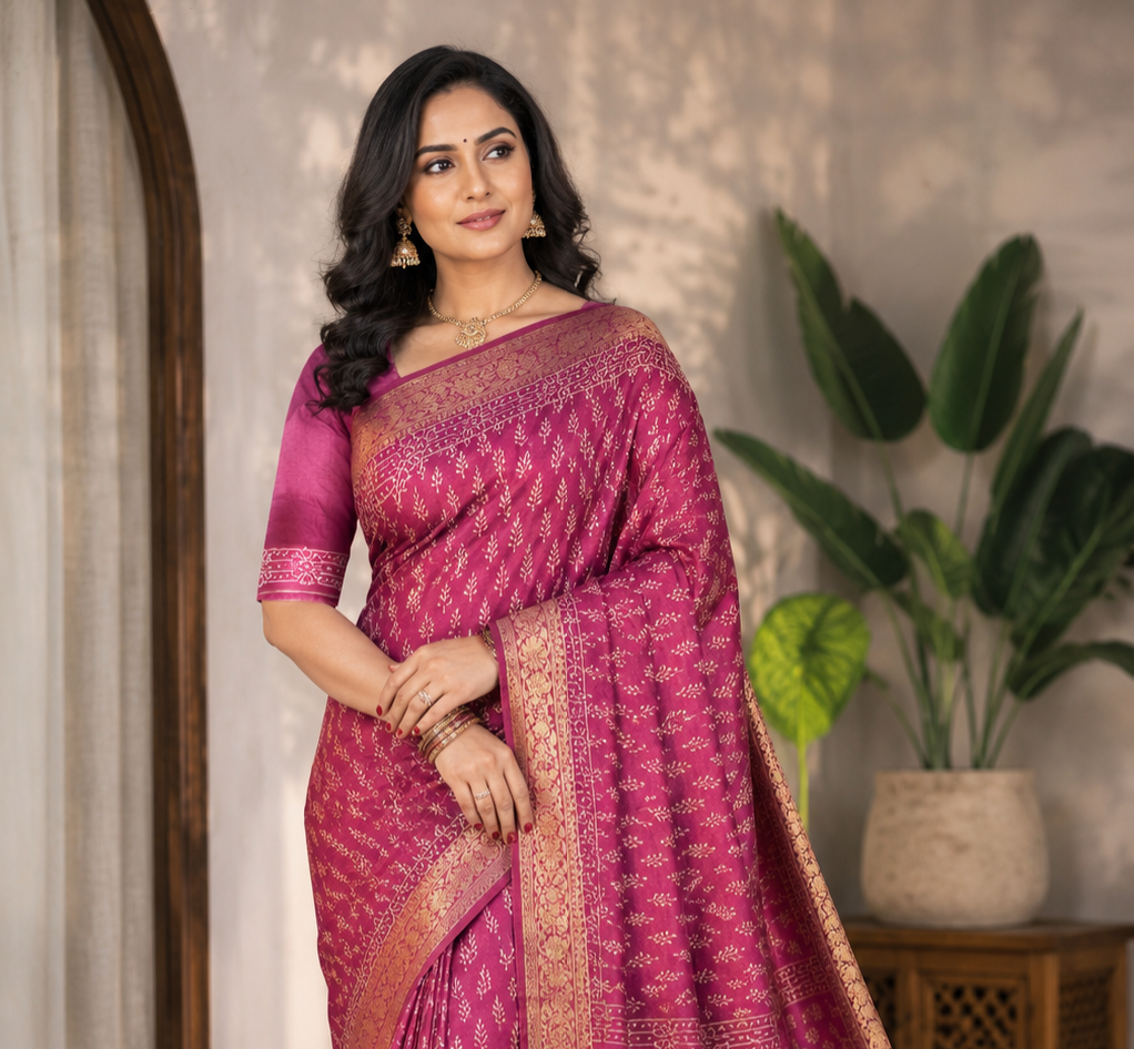 Ready-to-Wear Crepe Silk Saree with Unstitched Blouse