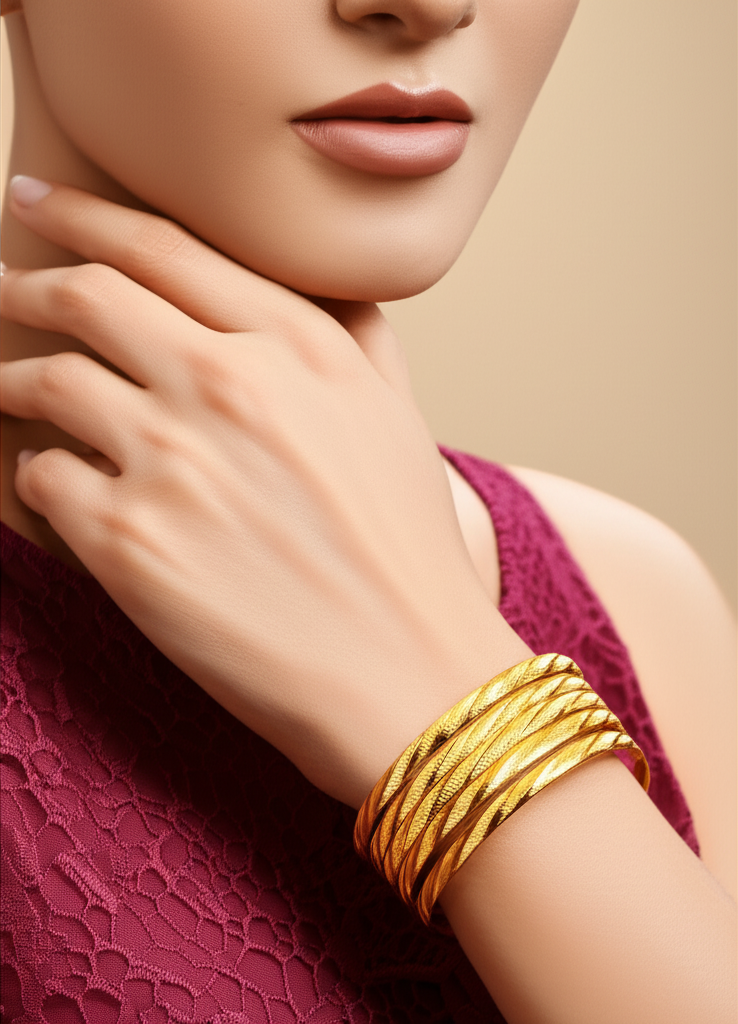Radiant Elegance – 4-Piece Gold-Toned Bangles Set