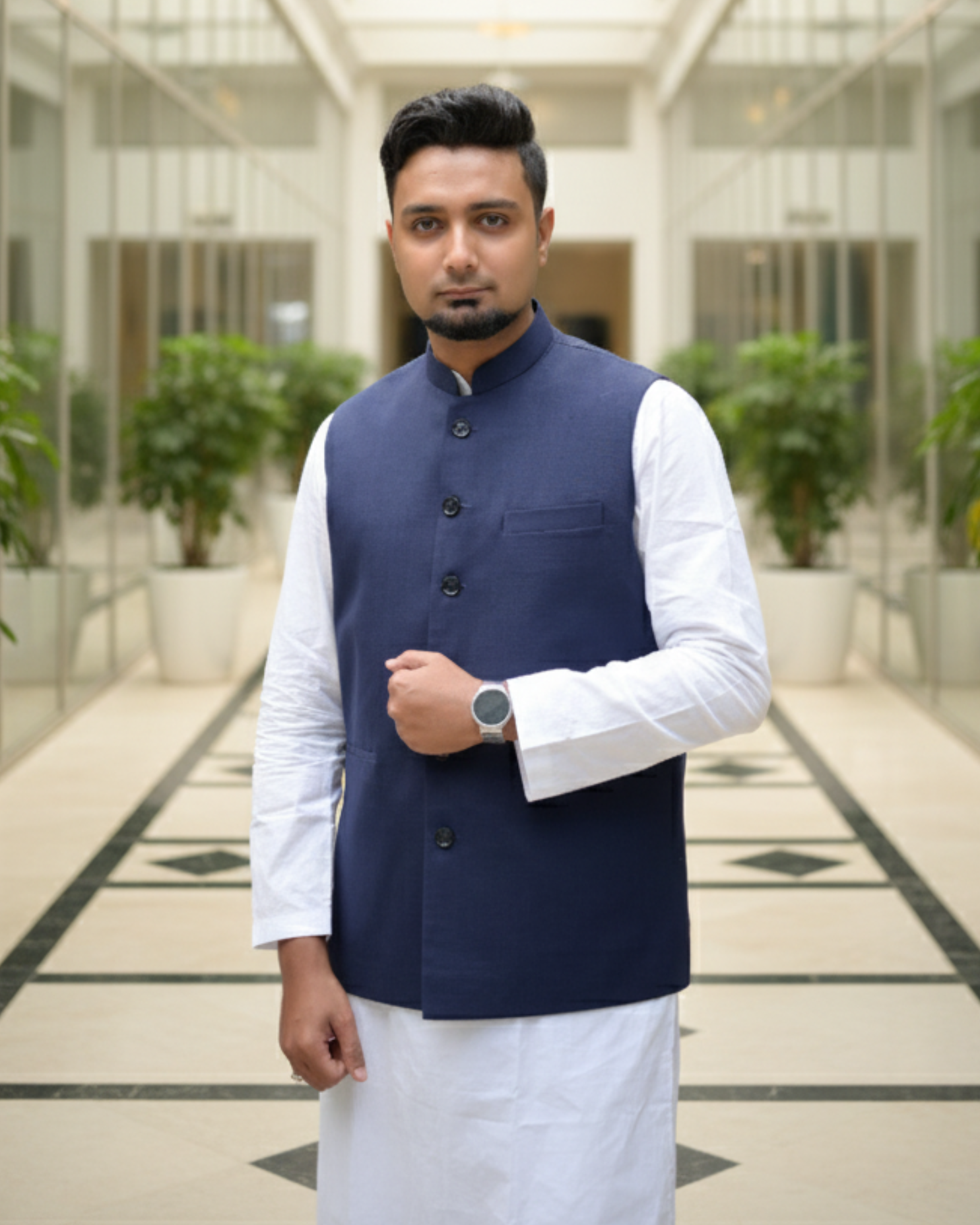 Pure Khaadi Nehru Jacket – Midnight Blue