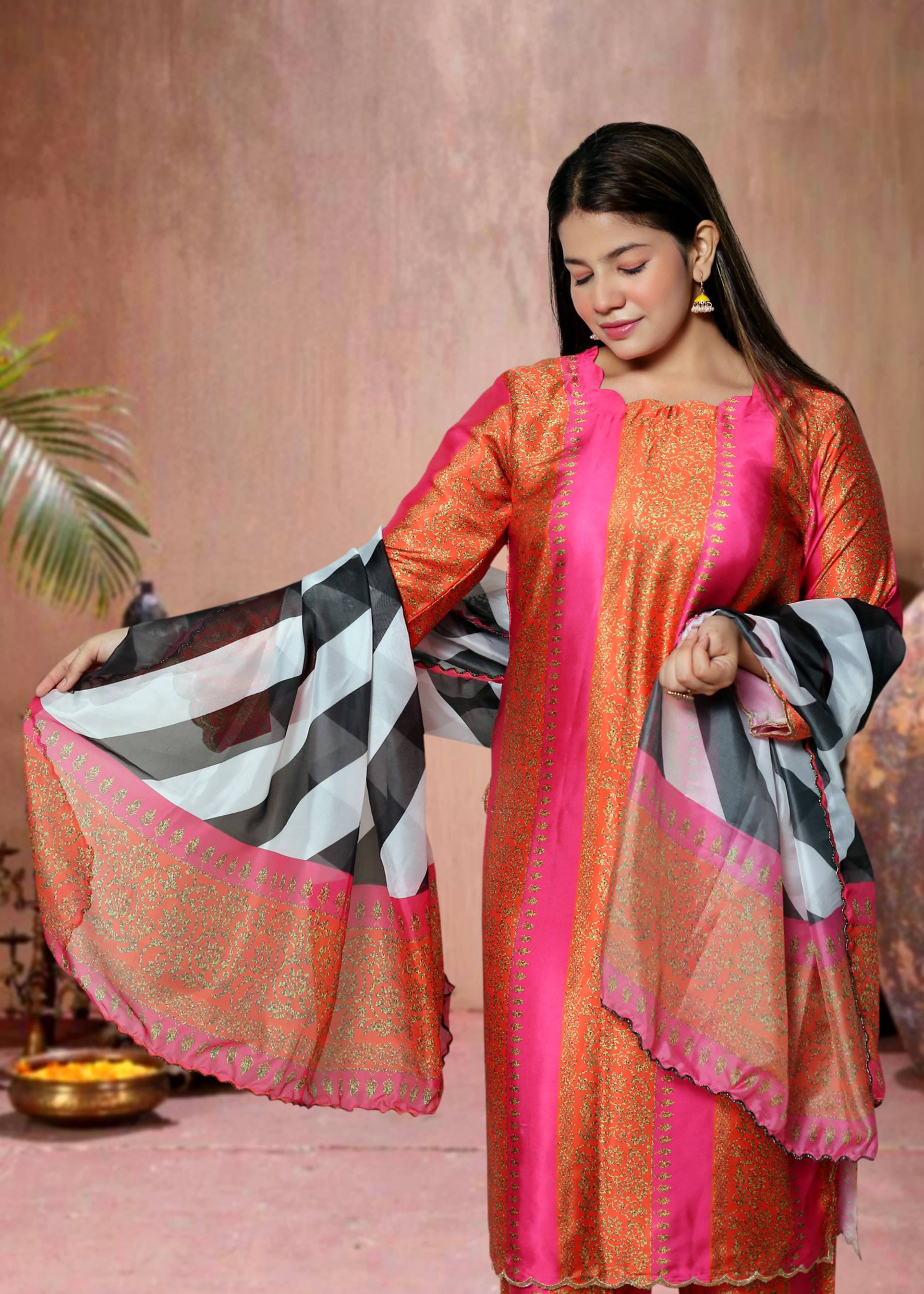 Silk Kurta Pant Dupatta Set | Ready to Wear