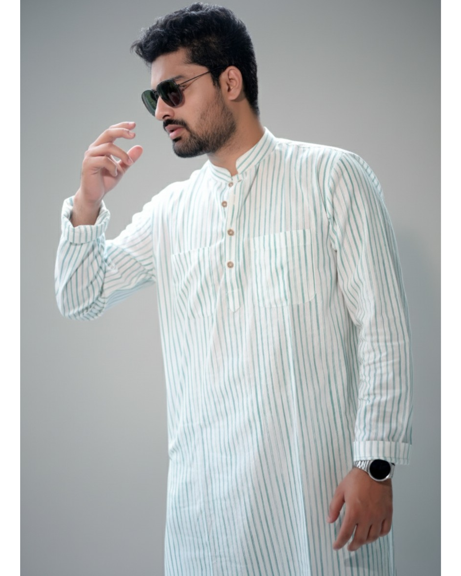 Handwoven Khadi Kurta with Cotton Pyjama