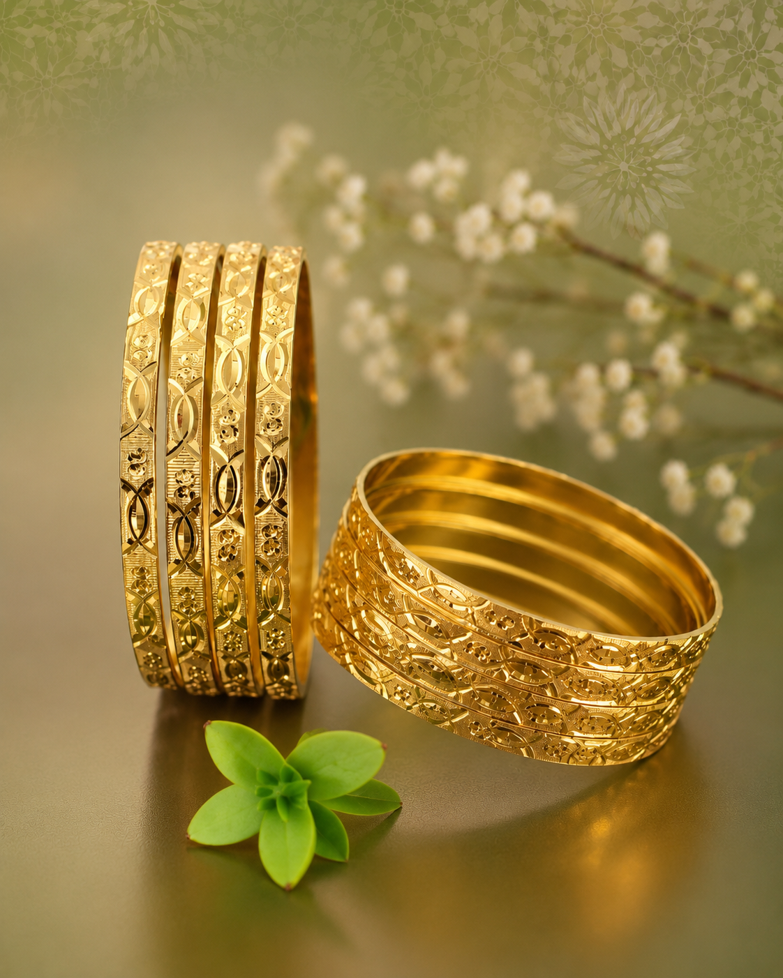 Classic Gleam – 4-Piece Gold-Toned Bangles Set