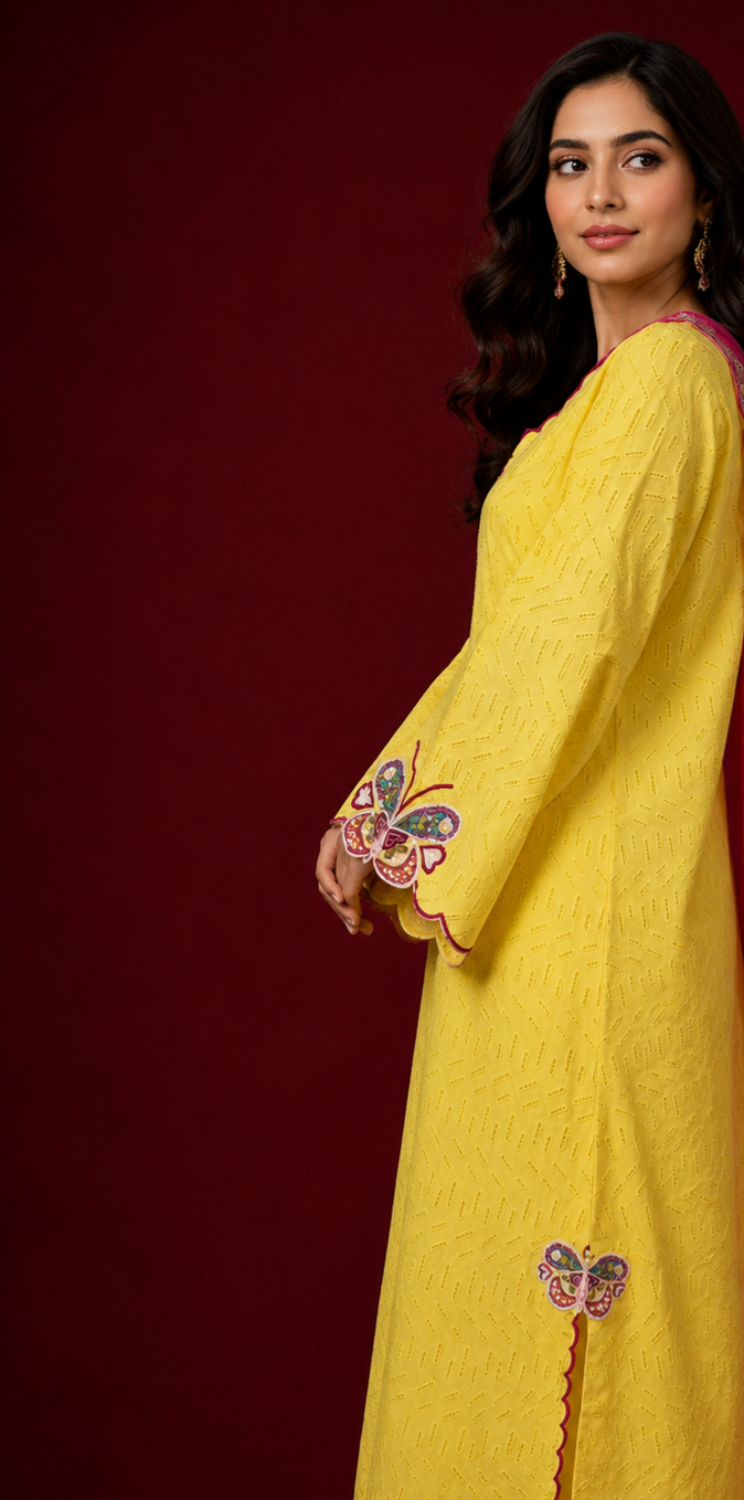 Noor-e-Zard Luxury Chikankari Lawn 3 Piece Suit