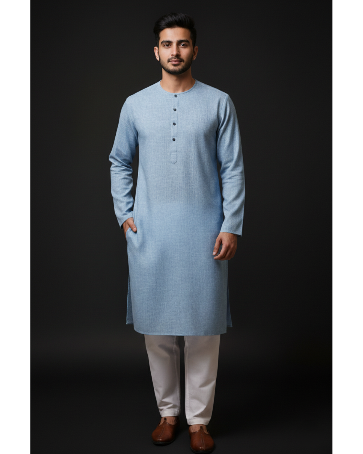 Aqua Mist – Pure Hand-Woven Khadi Unstitched Suit