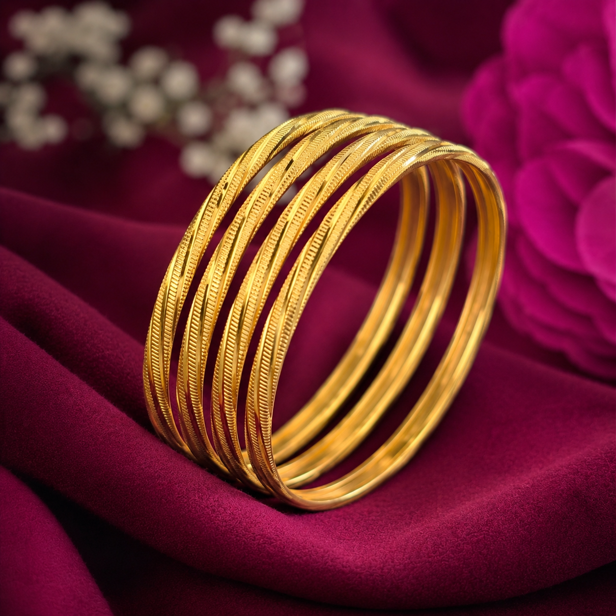 Radiant Elegance – 4-Piece Gold-Toned Bangles Set