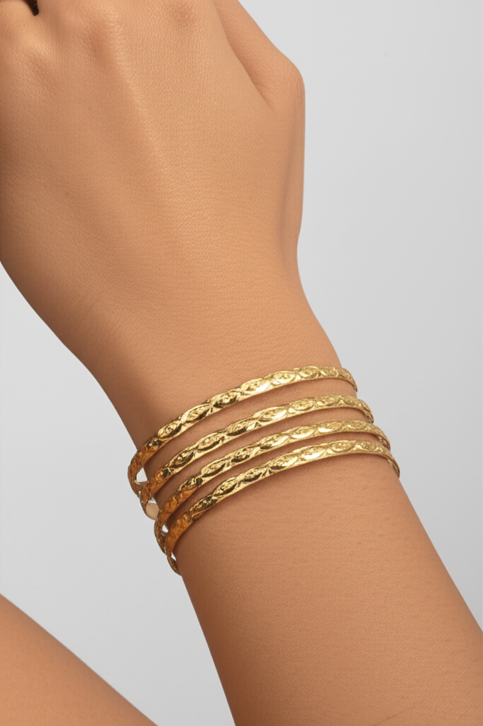 Classic Gleam – 4-Piece Gold-Toned Bangles Set