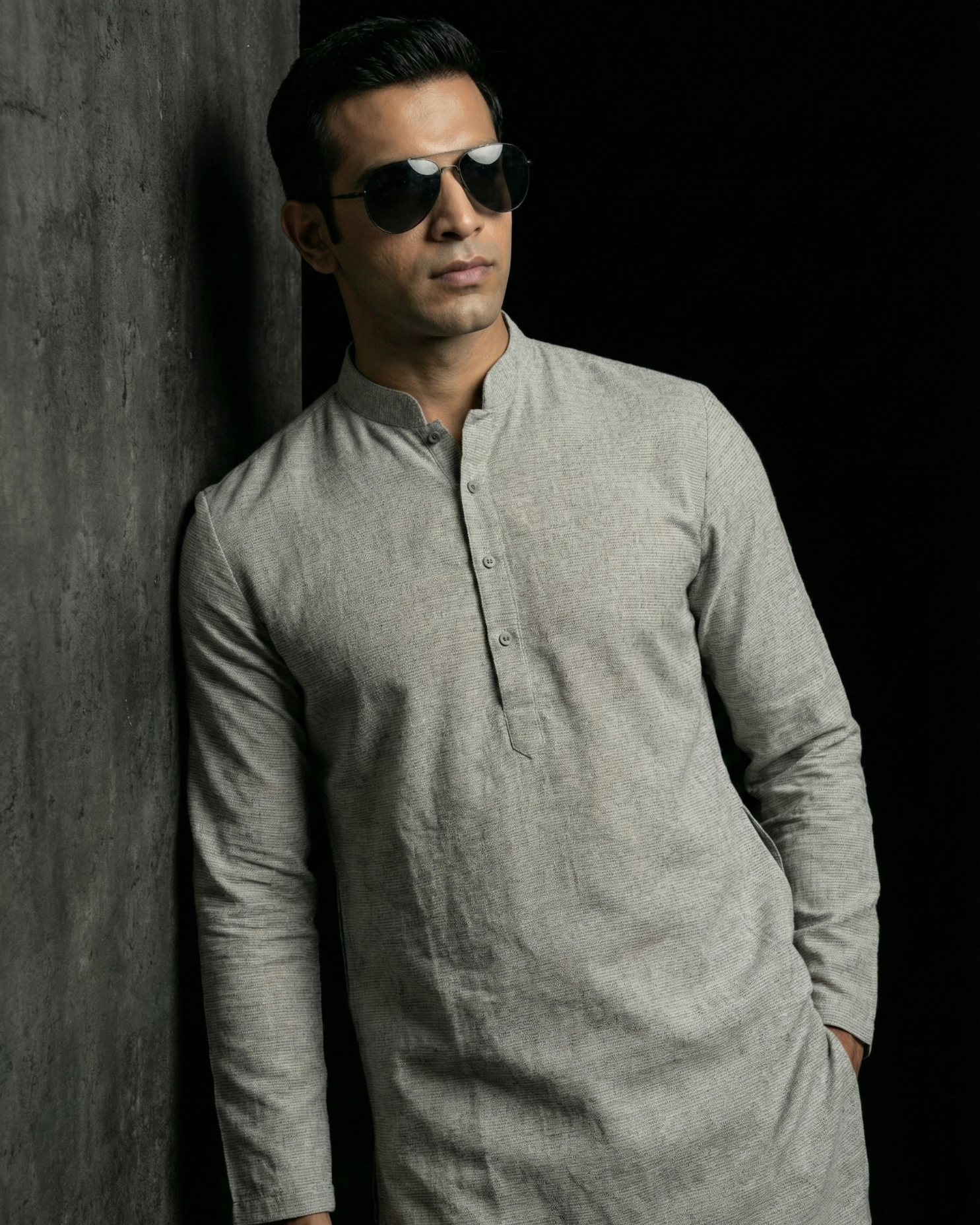 Ash Grey – Pure Hand-Woven Khadi Unstitched Suit