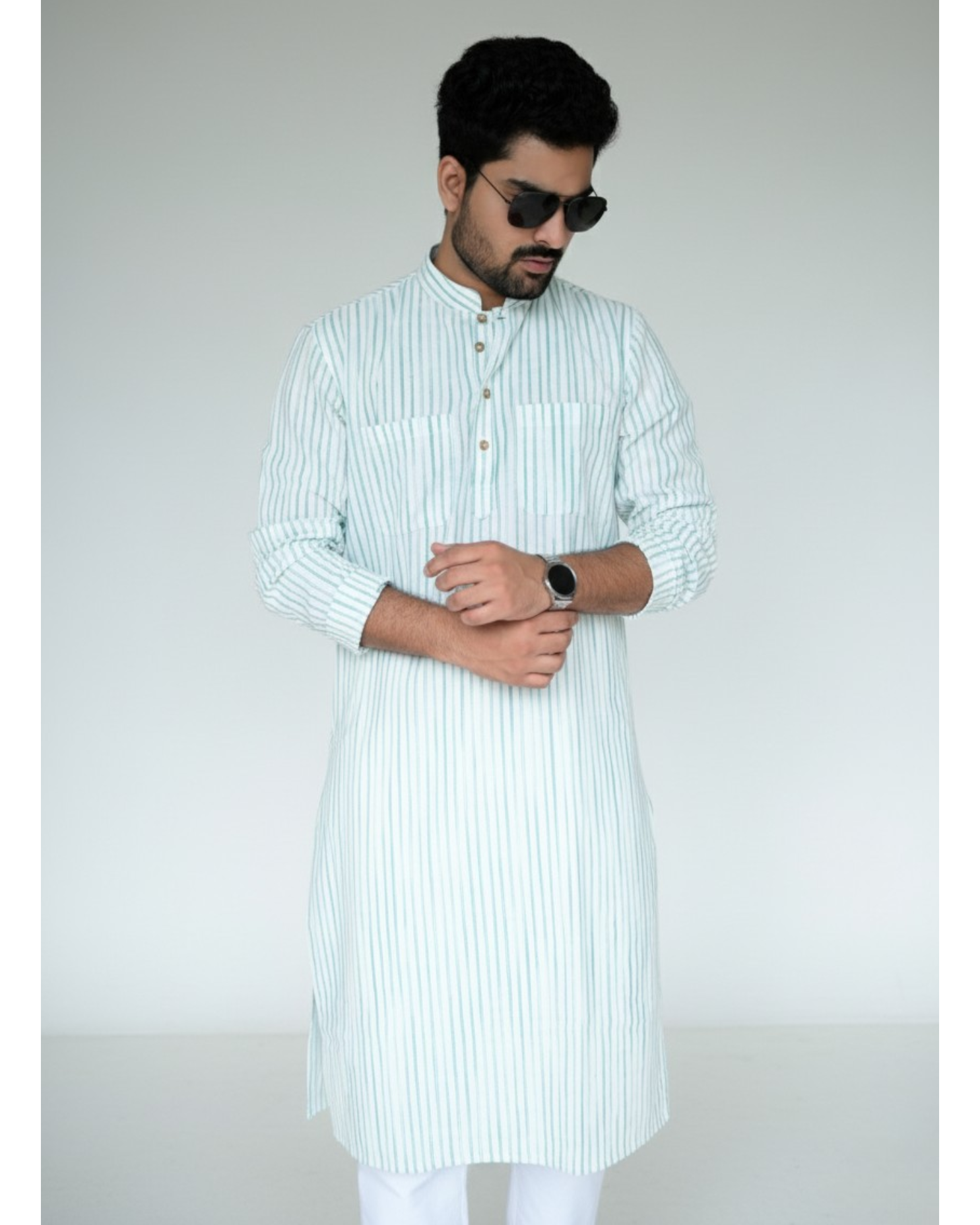 Handwoven Khadi Kurta with Cotton Pyjama