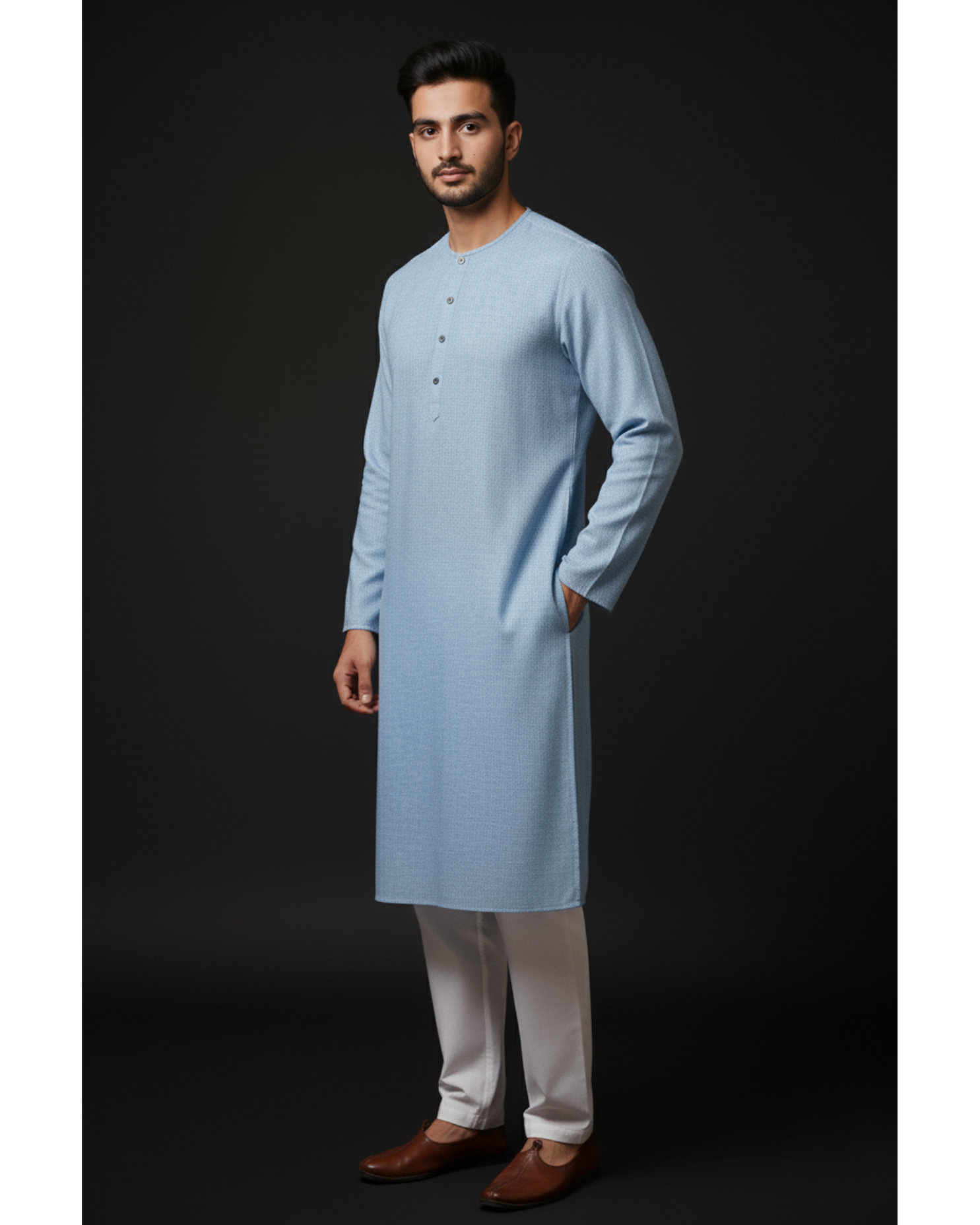 Aqua Mist – Pure Hand-Woven Khadi Unstitched Suit