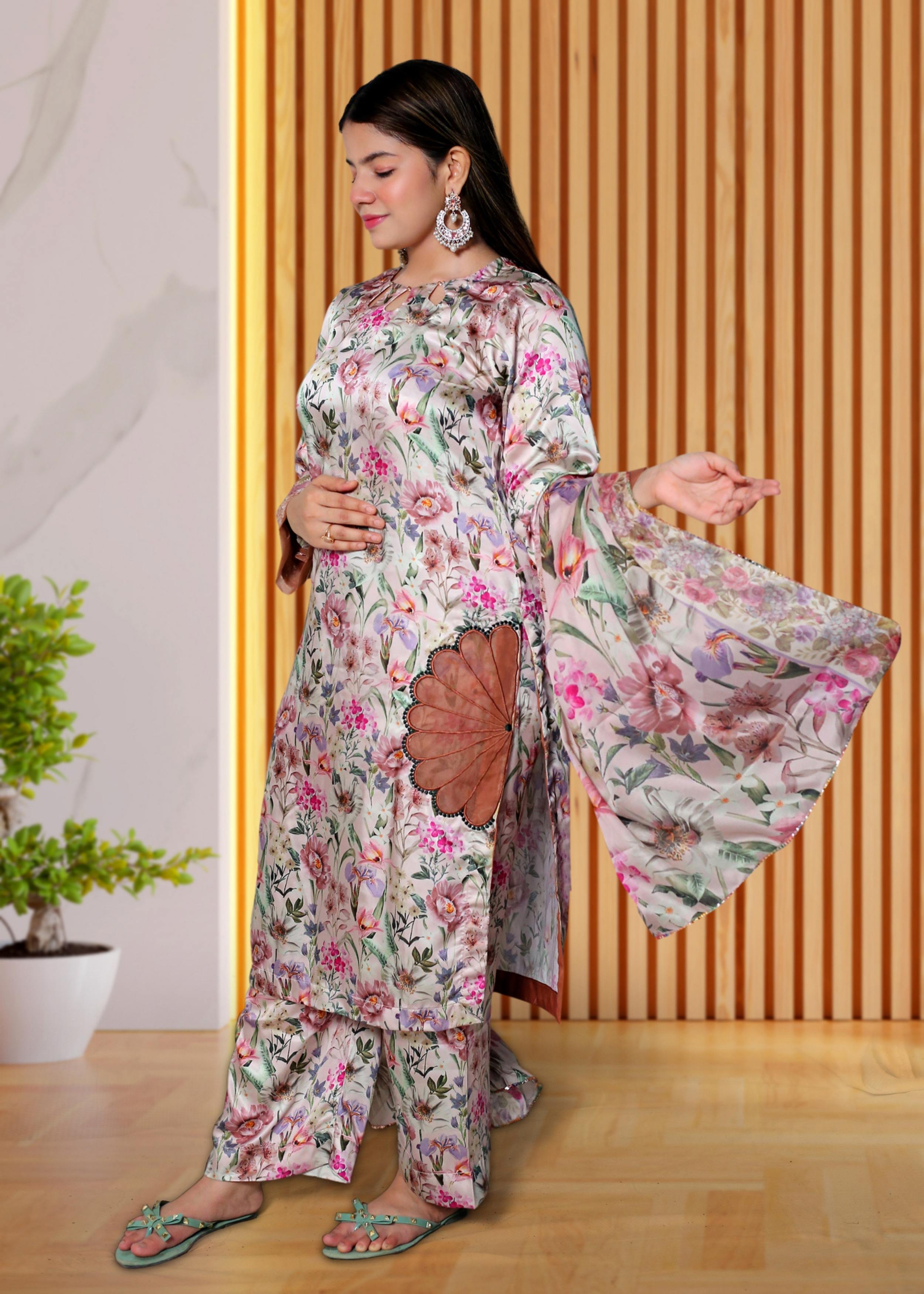 Silk Kurta Pant Dupatta Set | Ready to Wear