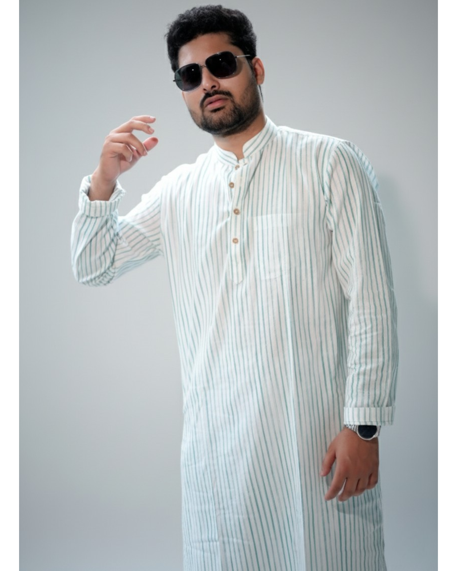 Handwoven Khadi Kurta with Cotton Pyjama