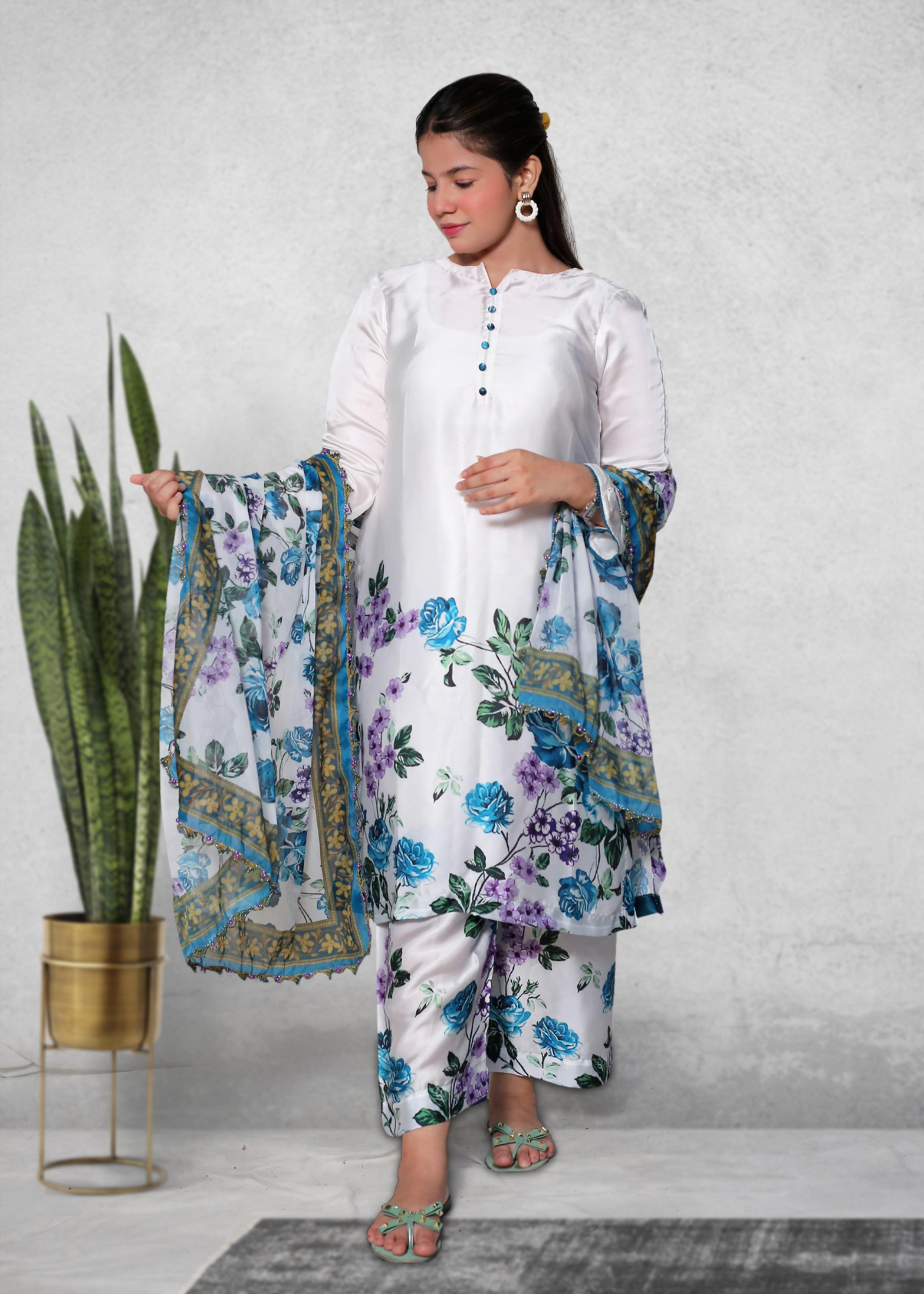 Silk Kurta Pant Dupatta Set | Ready to Wear