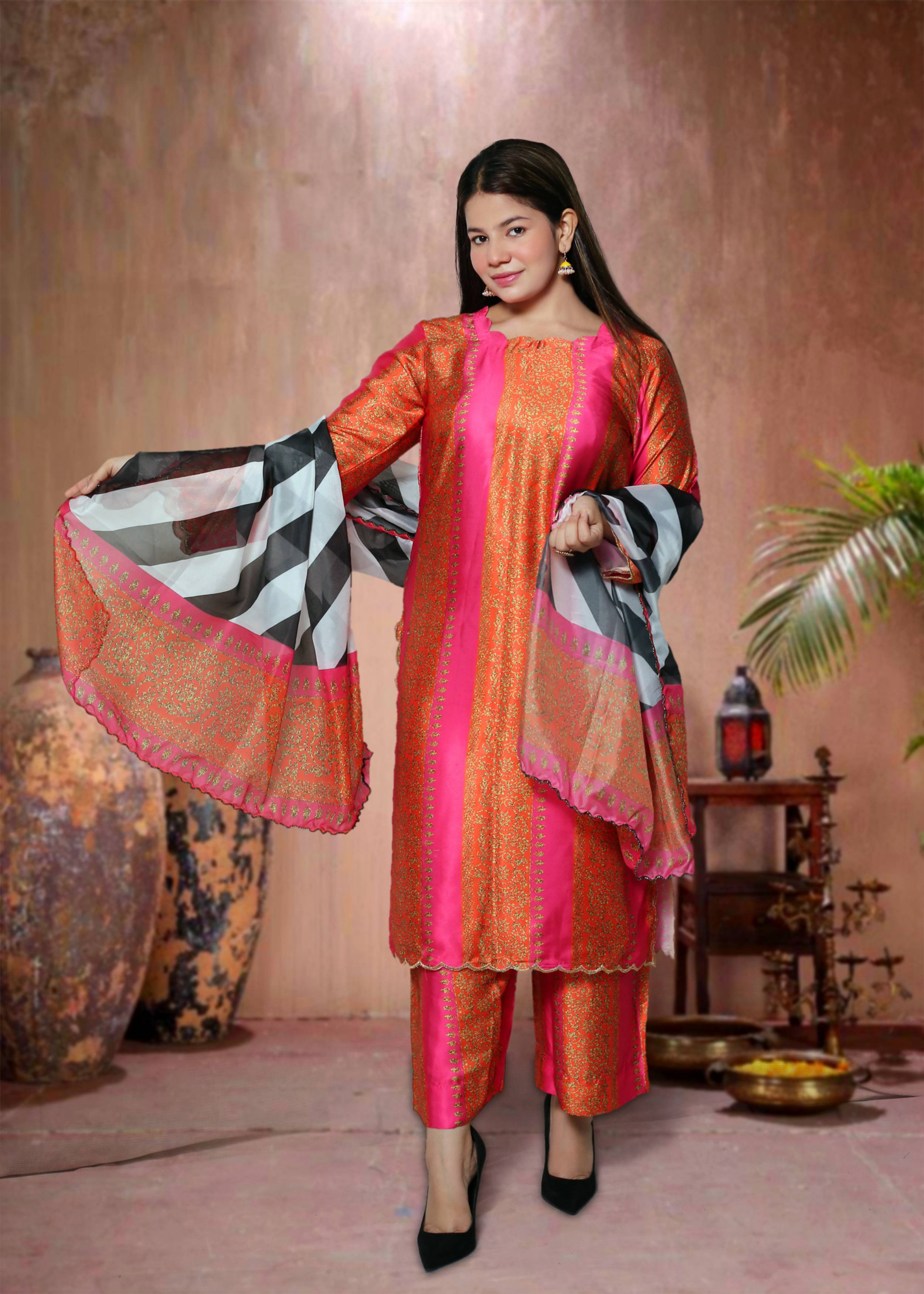 Silk Kurta Pant Dupatta Set | Ready to Wear
