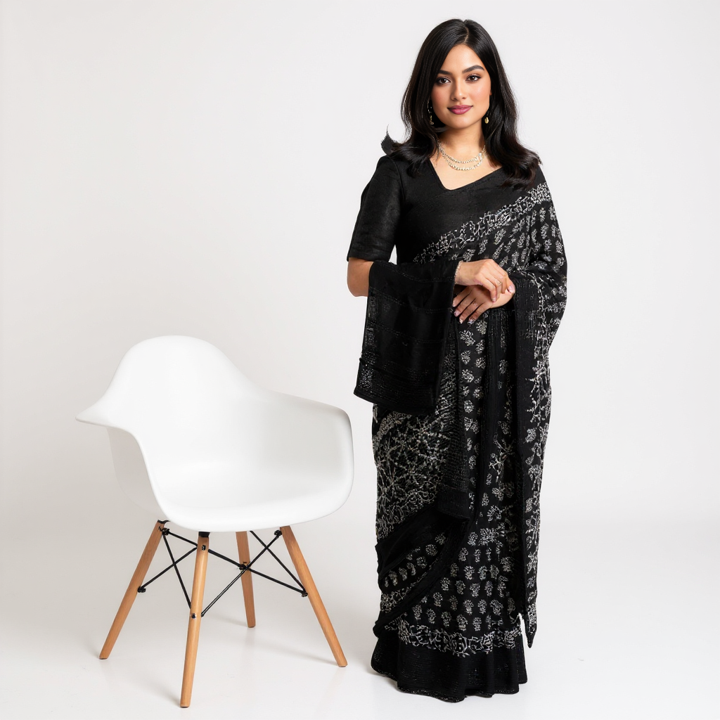  Pure Chiffon Ready-to-Wear Saree with Unstitched Blouse