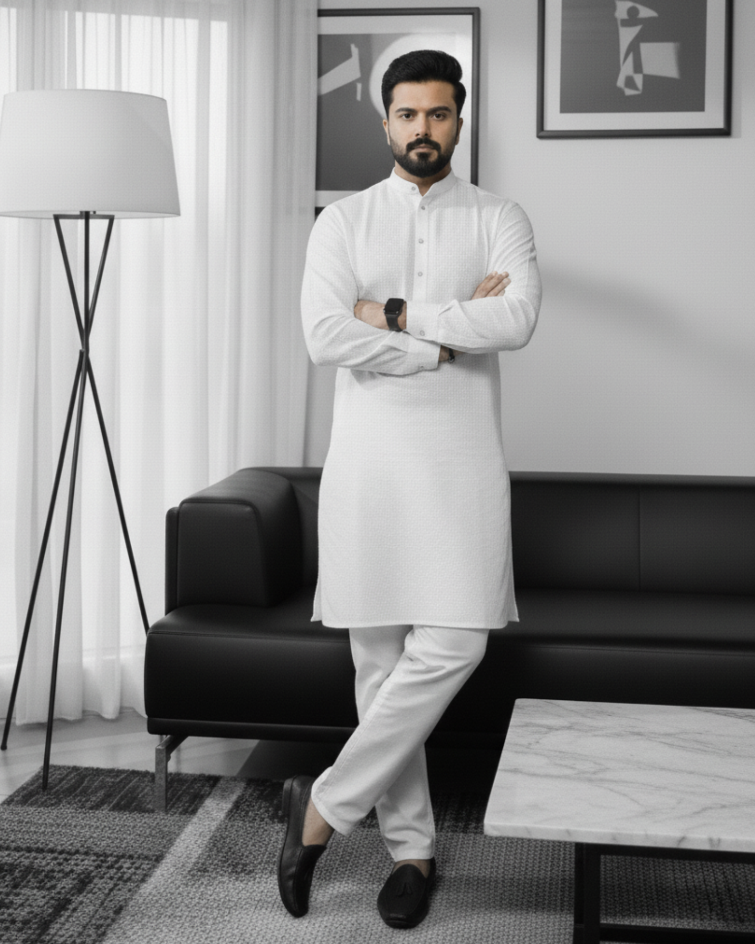 Pristine White – Pure Hand-Woven Khadi stitched Suit