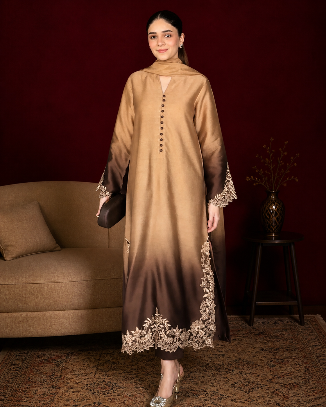 Mocha Glow Sheesha Silk set
