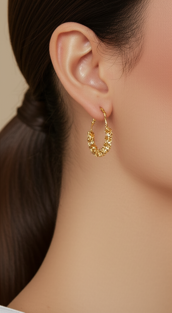 Floral Elegance Gold Hoop Earrings