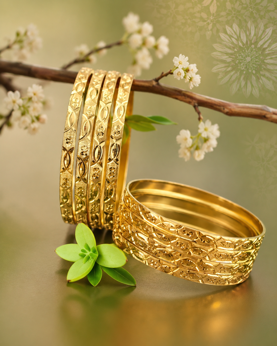 Classic Gleam – 4-Piece Gold-Toned Bangles Set