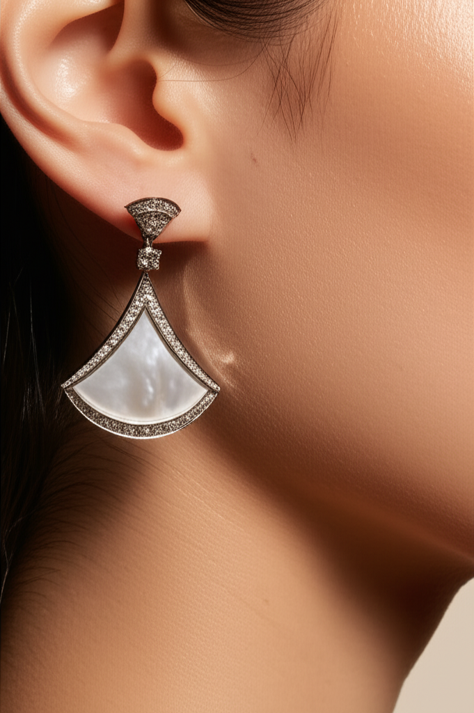 Lustrous White Stone Earrings