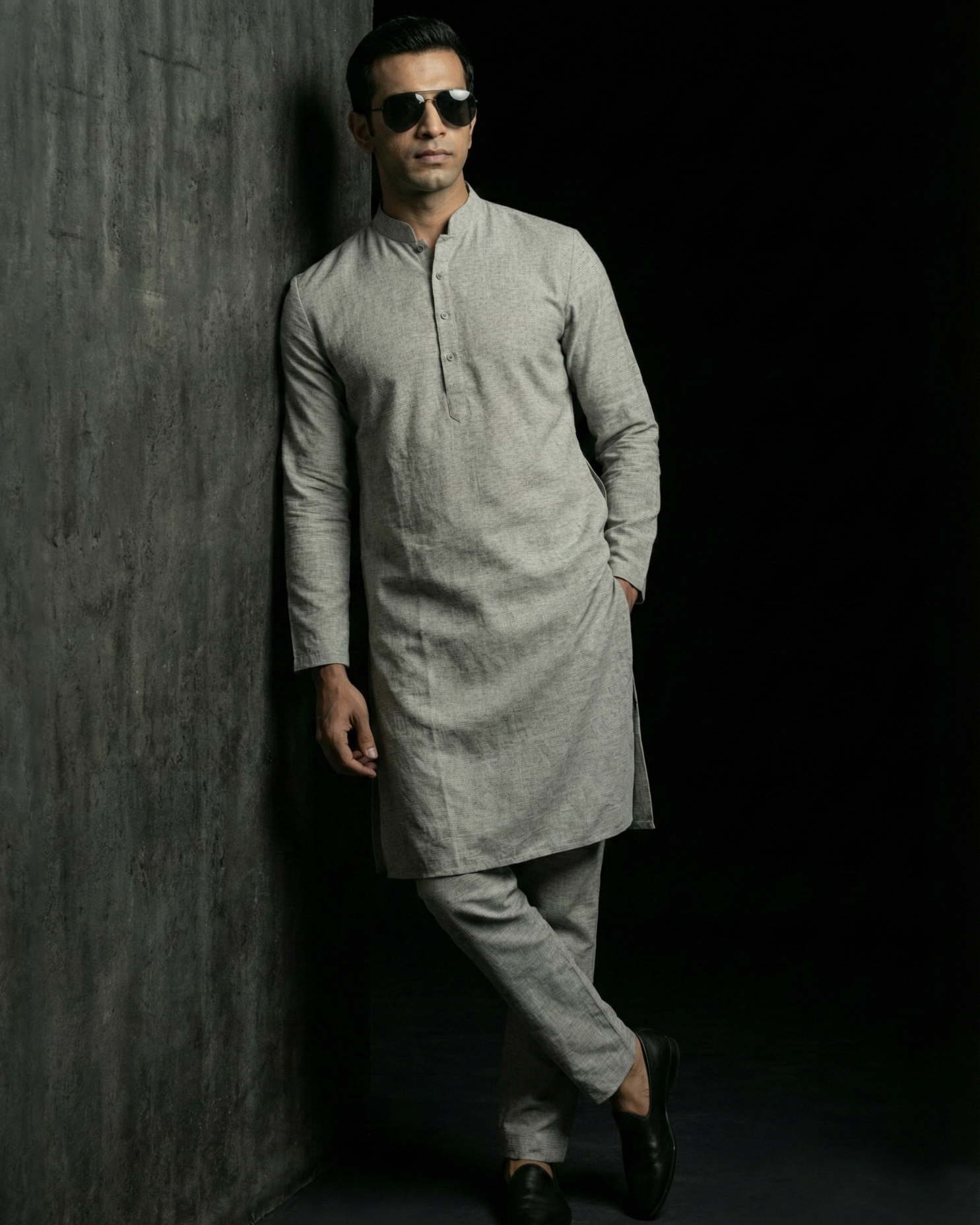 Ash Grey – Pure Hand-Woven Khadi Unstitched Suit