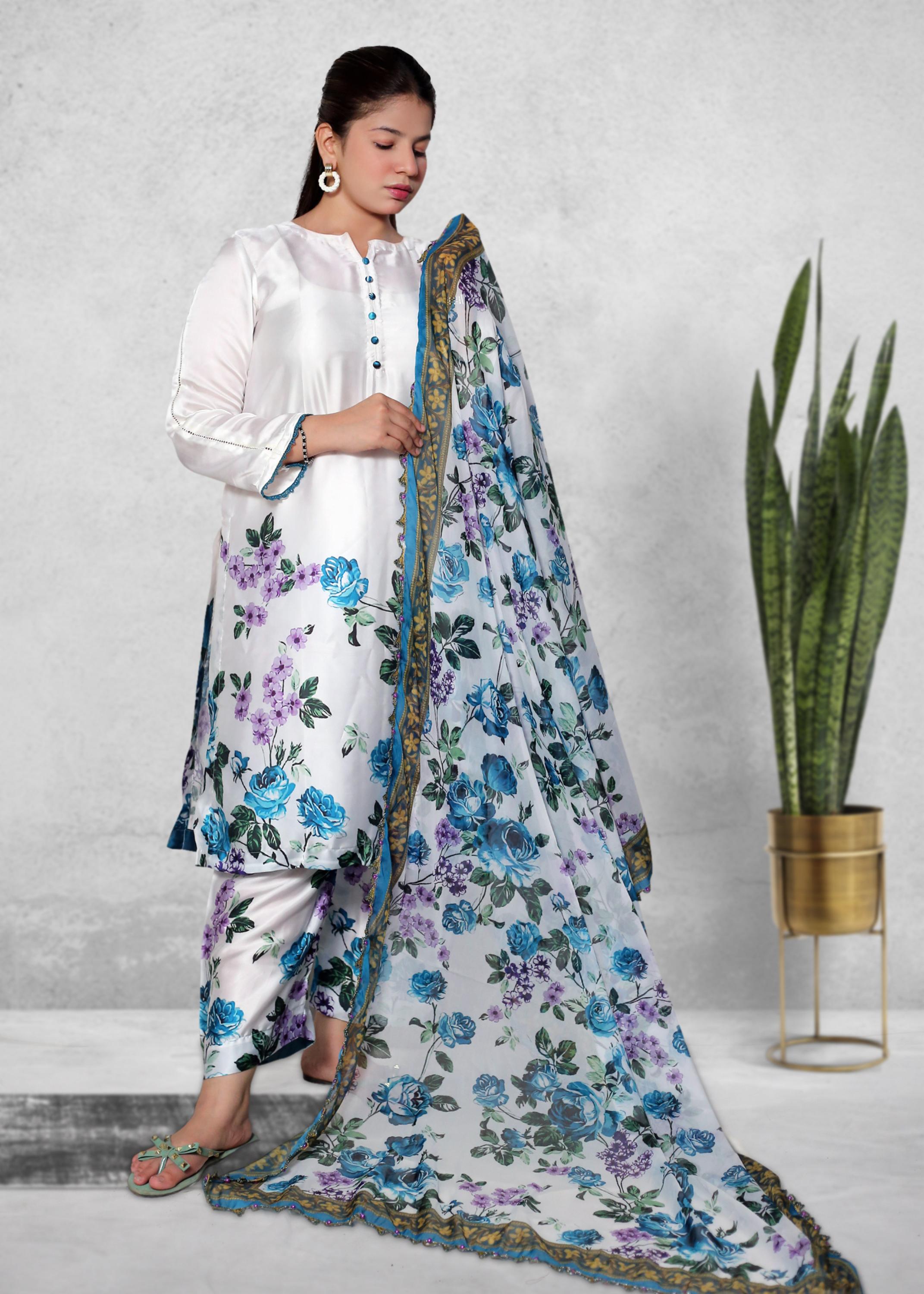 Silk Kurta Pant Dupatta Set | Ready to Wear