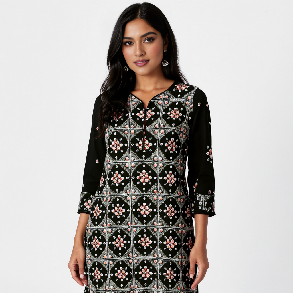 3 piece embroidered suit (Dark Green)