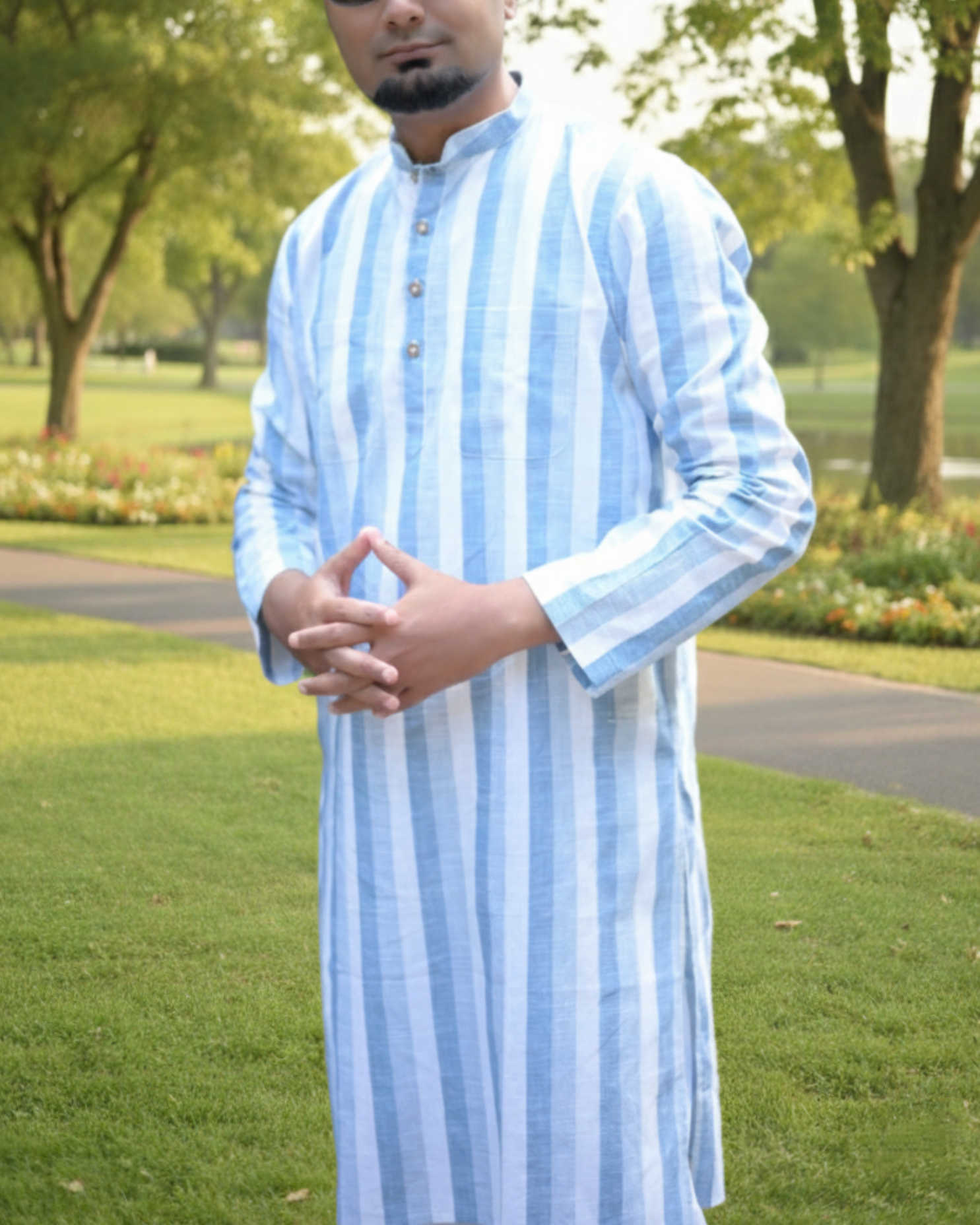 Striped Khaadi Kurta with Classic Cotton Pyjama