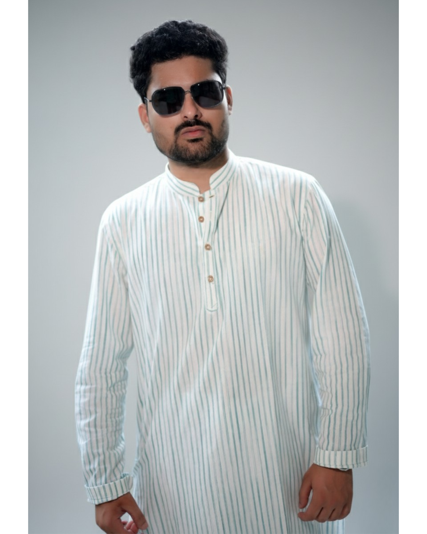 Handwoven Khadi Kurta with Cotton Pyjama