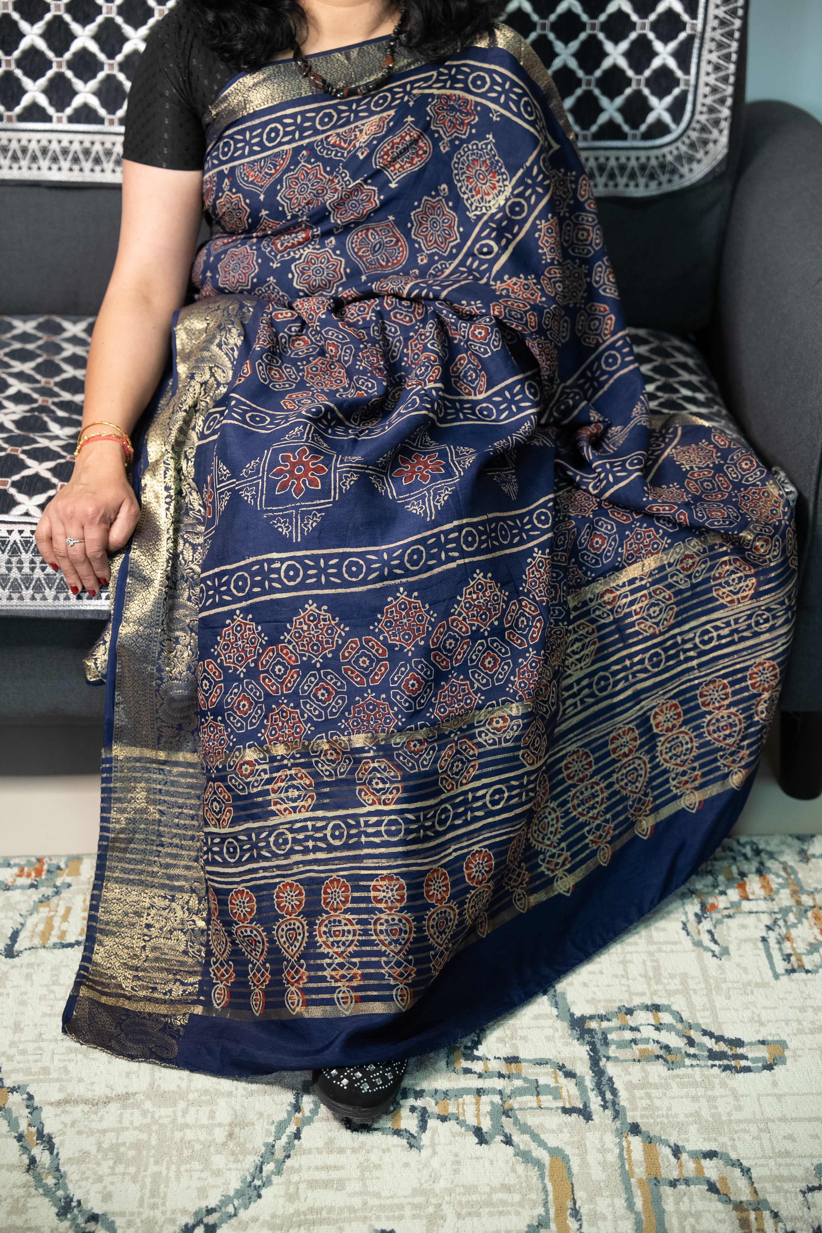 Pure Crepe Silk Ready-to-Wear Saree with Matching Unstitched Blouse & Zari Border