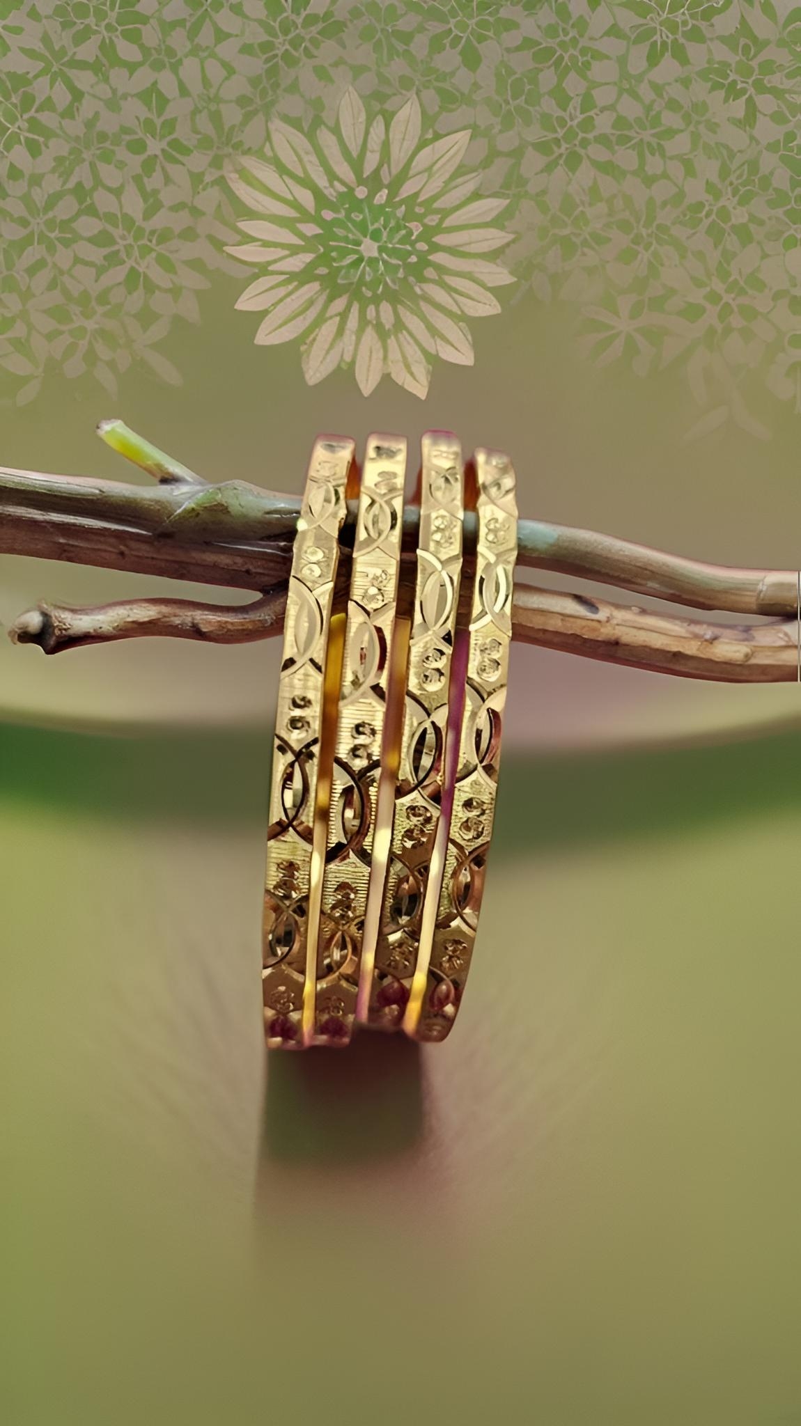 Classic Gleam – 4-Piece Gold-Toned Bangles Set