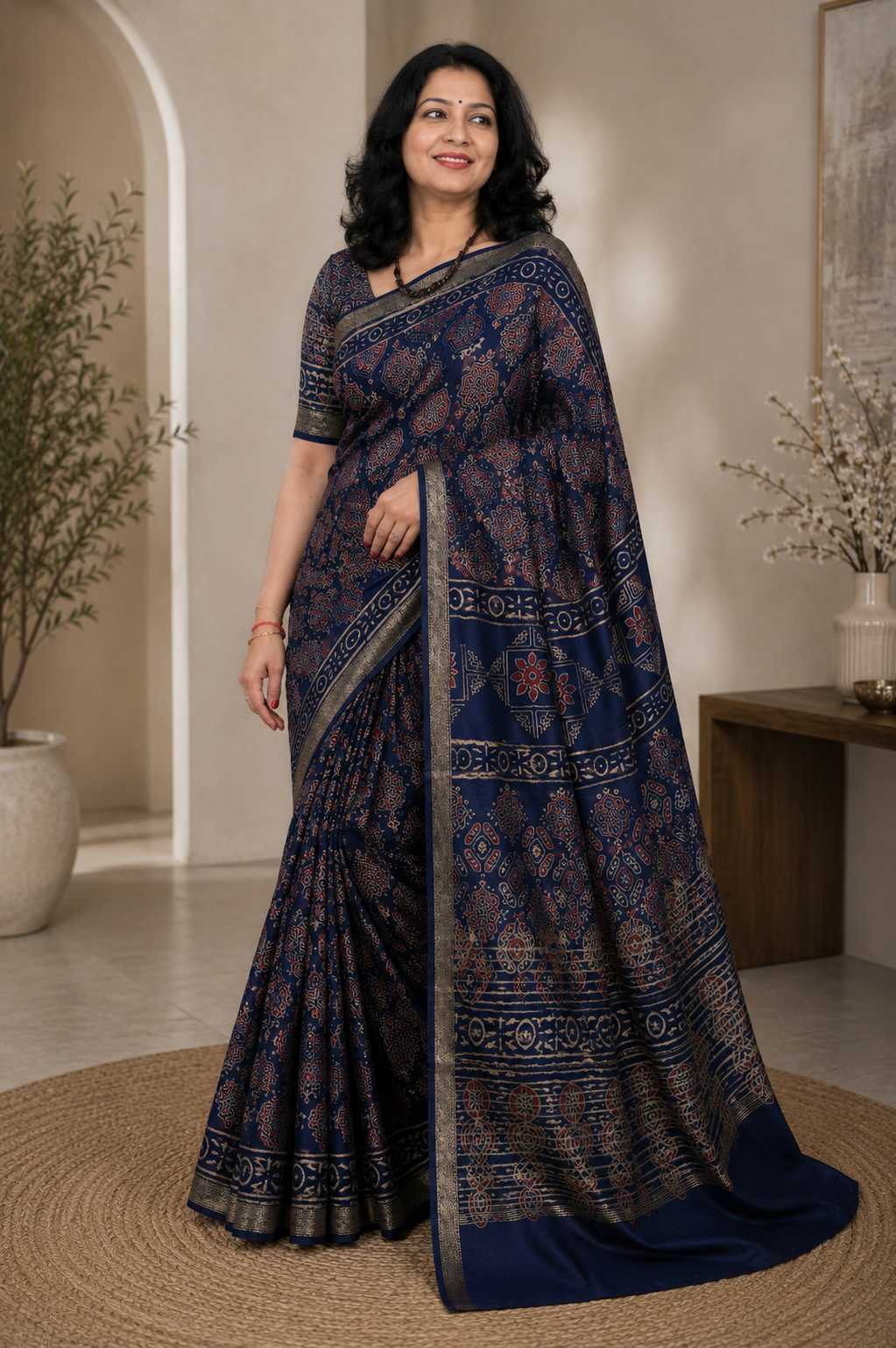 Pure Crepe Silk Ready-to-Wear Saree with Matching Unstitched Blouse & Zari Border