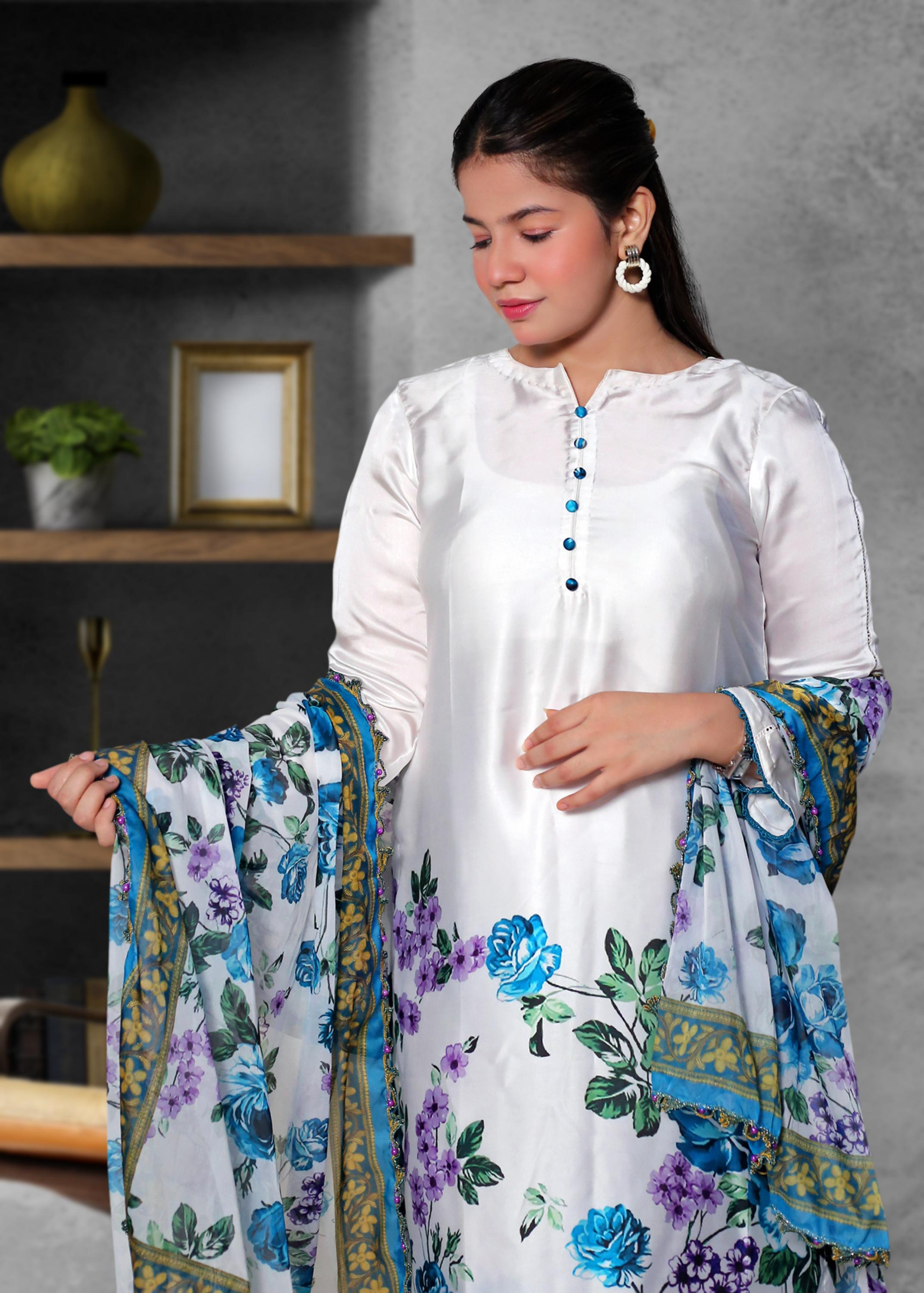 Silk Kurta Pant Dupatta Set | Ready to Wear