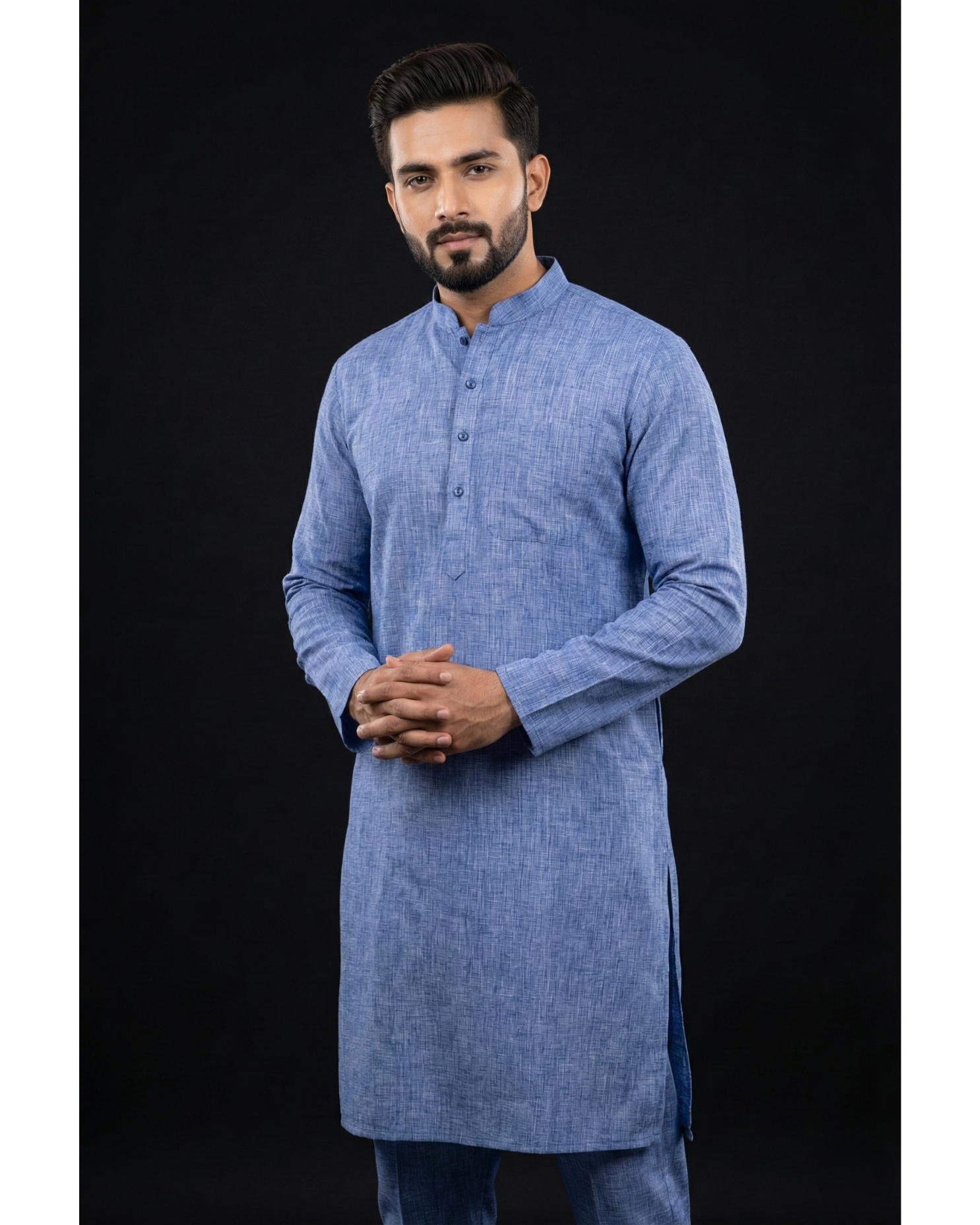 Cool Indigo – Pure Hand-Woven Khadi Unstitched Suit