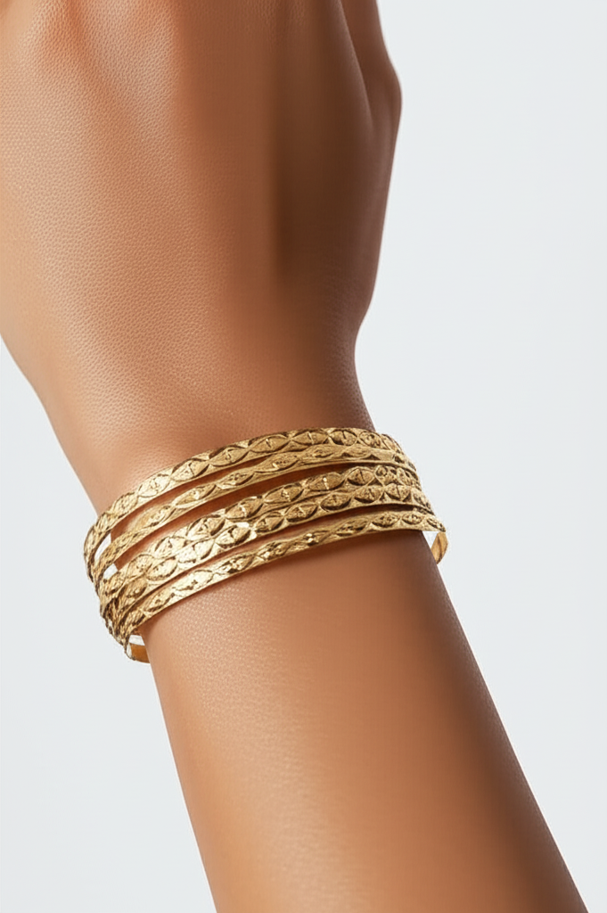 Classic Gleam – 4-Piece Gold-Toned Bangles Set