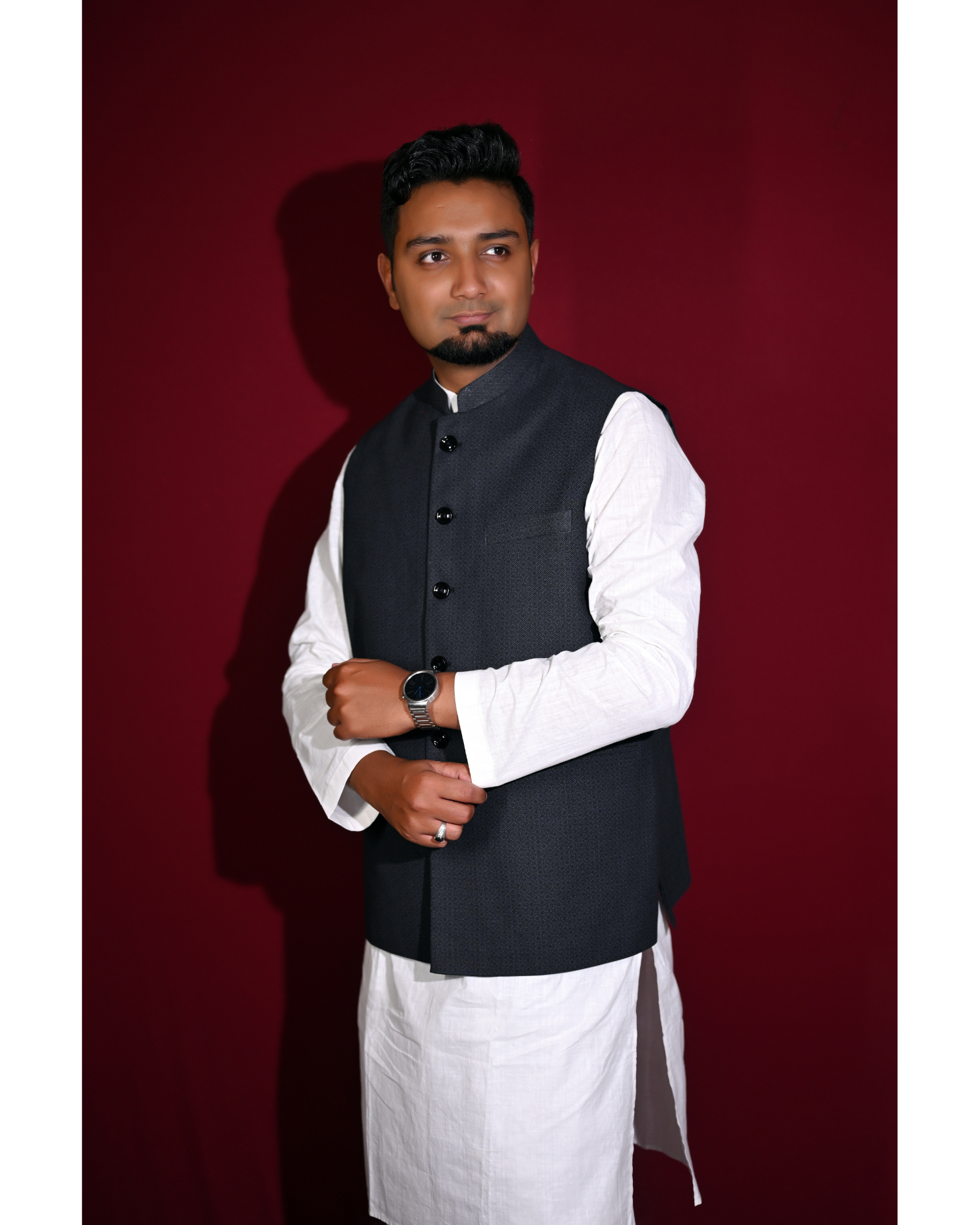 Classic Black Khaadi Nehru Jacket