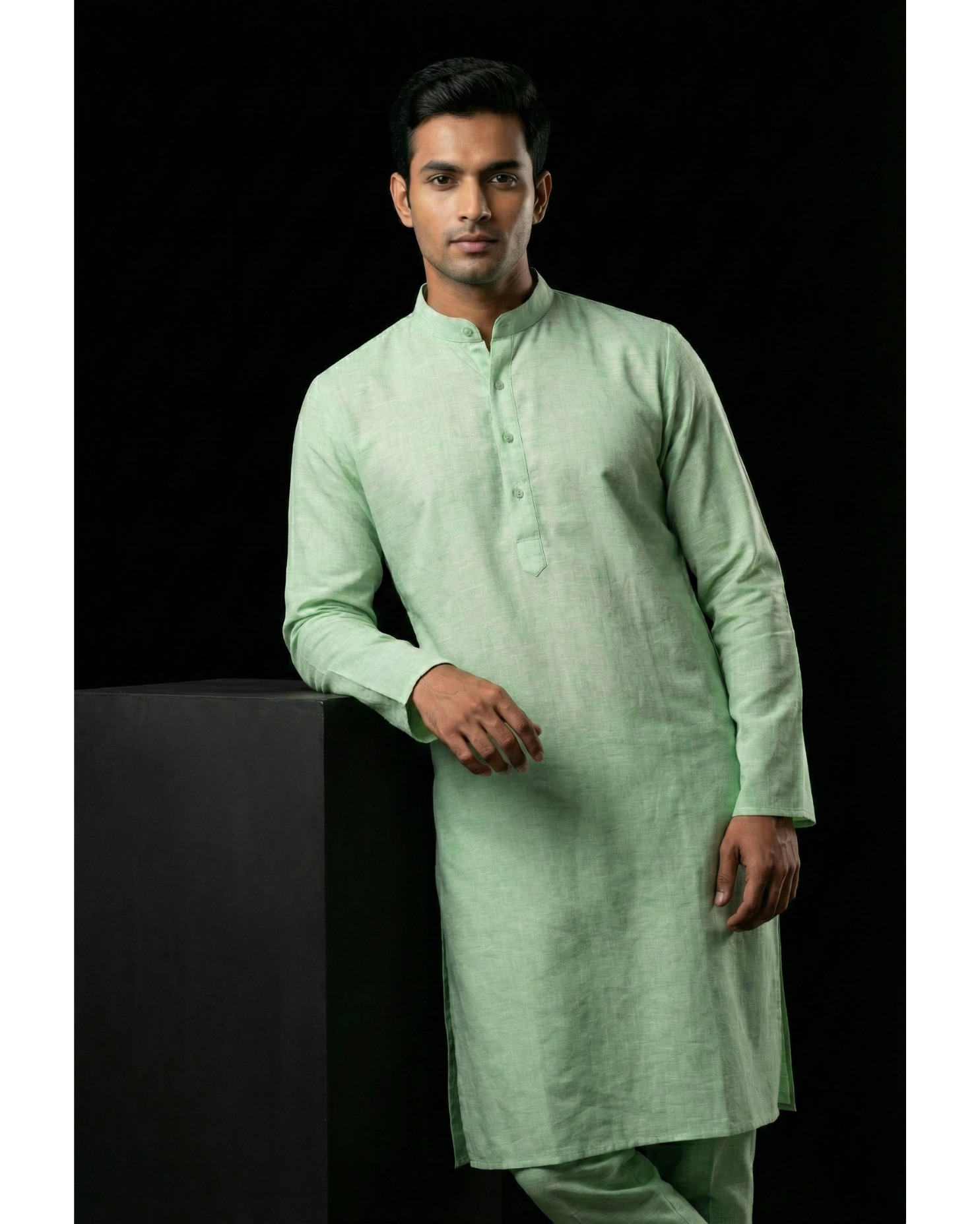 Mint Breeze – Pure Hand-Woven Khadi Unstitched Suit