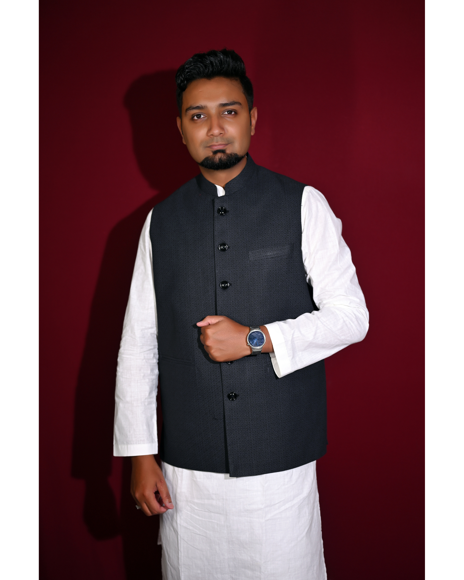 Classic Black Khaadi Nehru Jacket