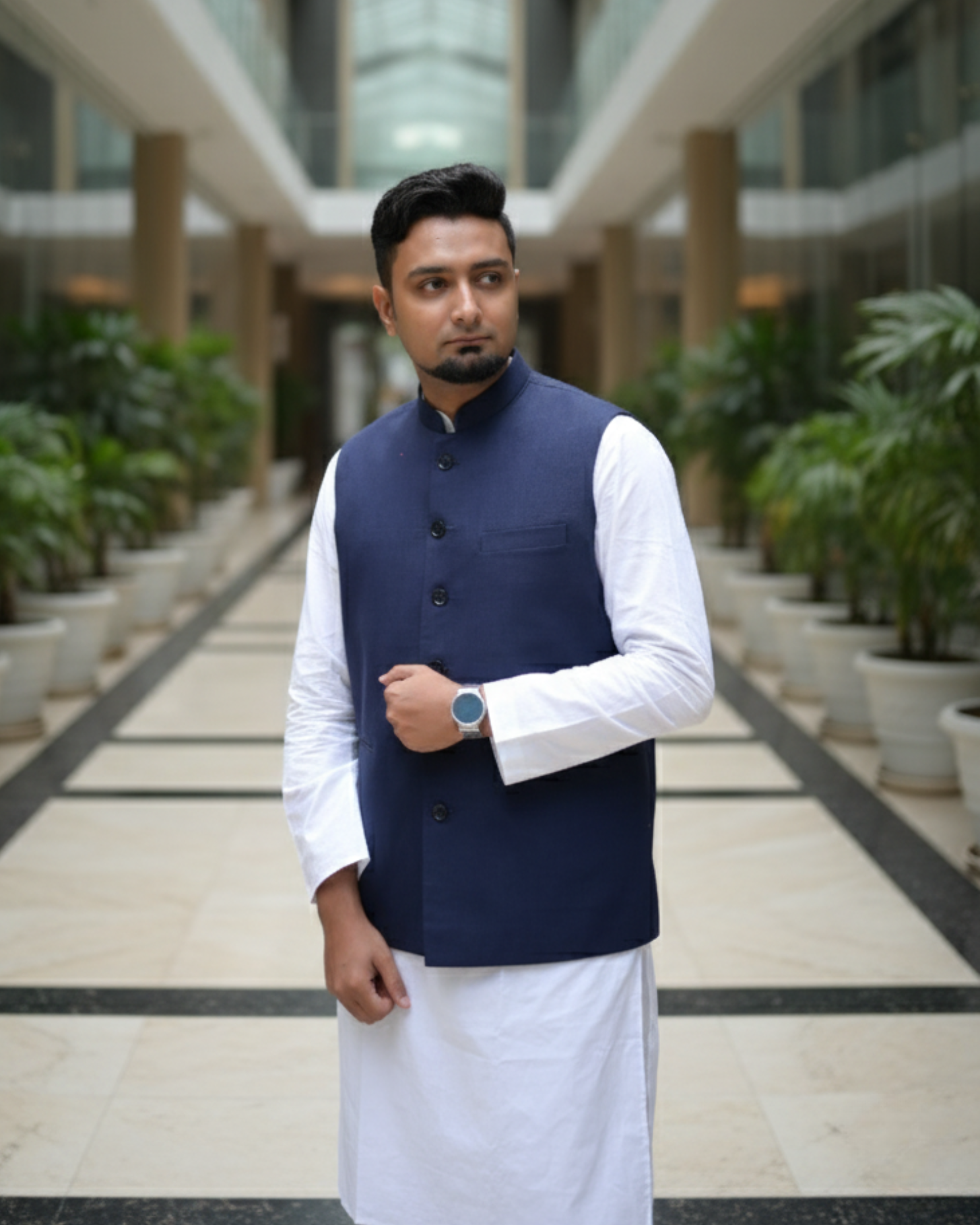 Pure Khaadi Nehru Jacket – Midnight Blue
