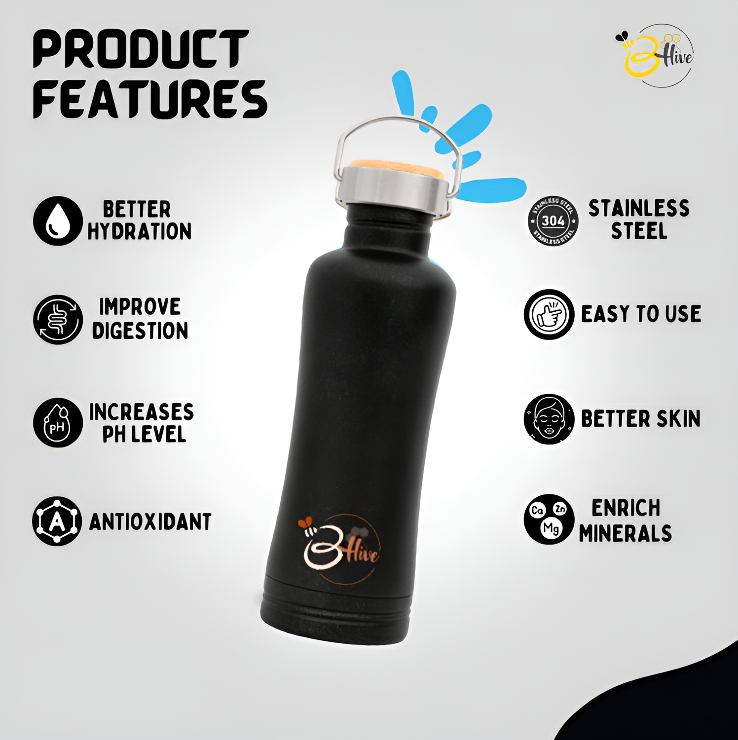 B-Hive Alkaline Water Bottle | 850ml | SS 304
