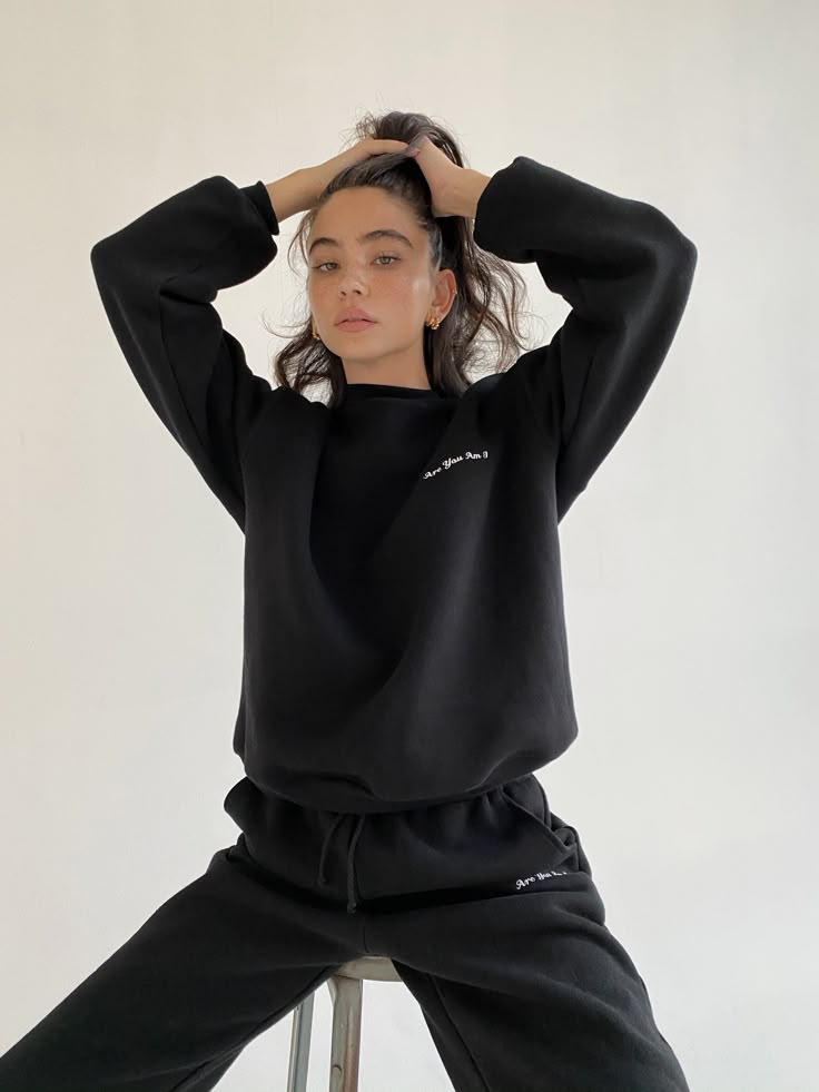 Black Sweatshirt and Jogger Set