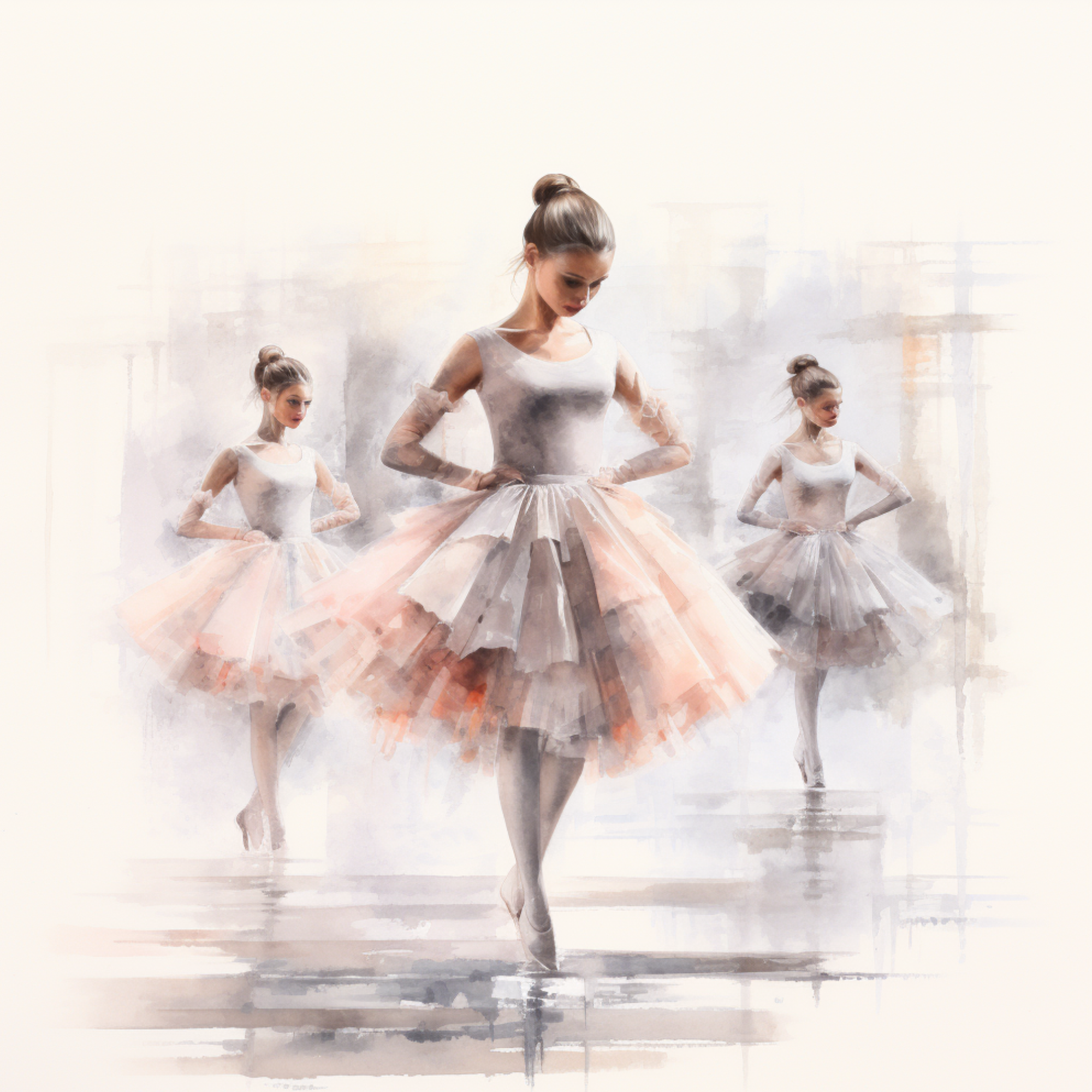 Ballerina Trio, Amazing water colour canvas print.