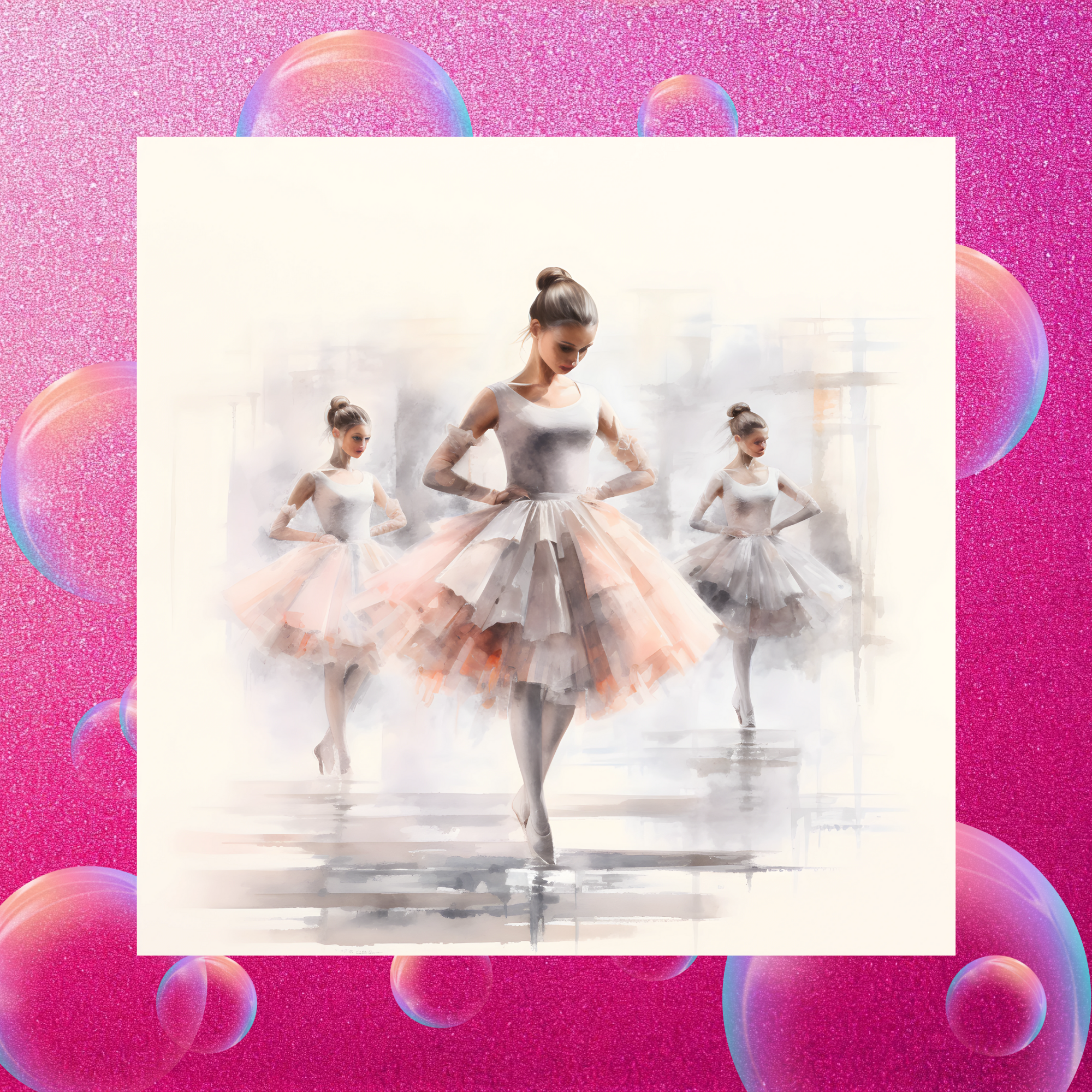 Ballerina Trio, Amazing water colour canvas print.