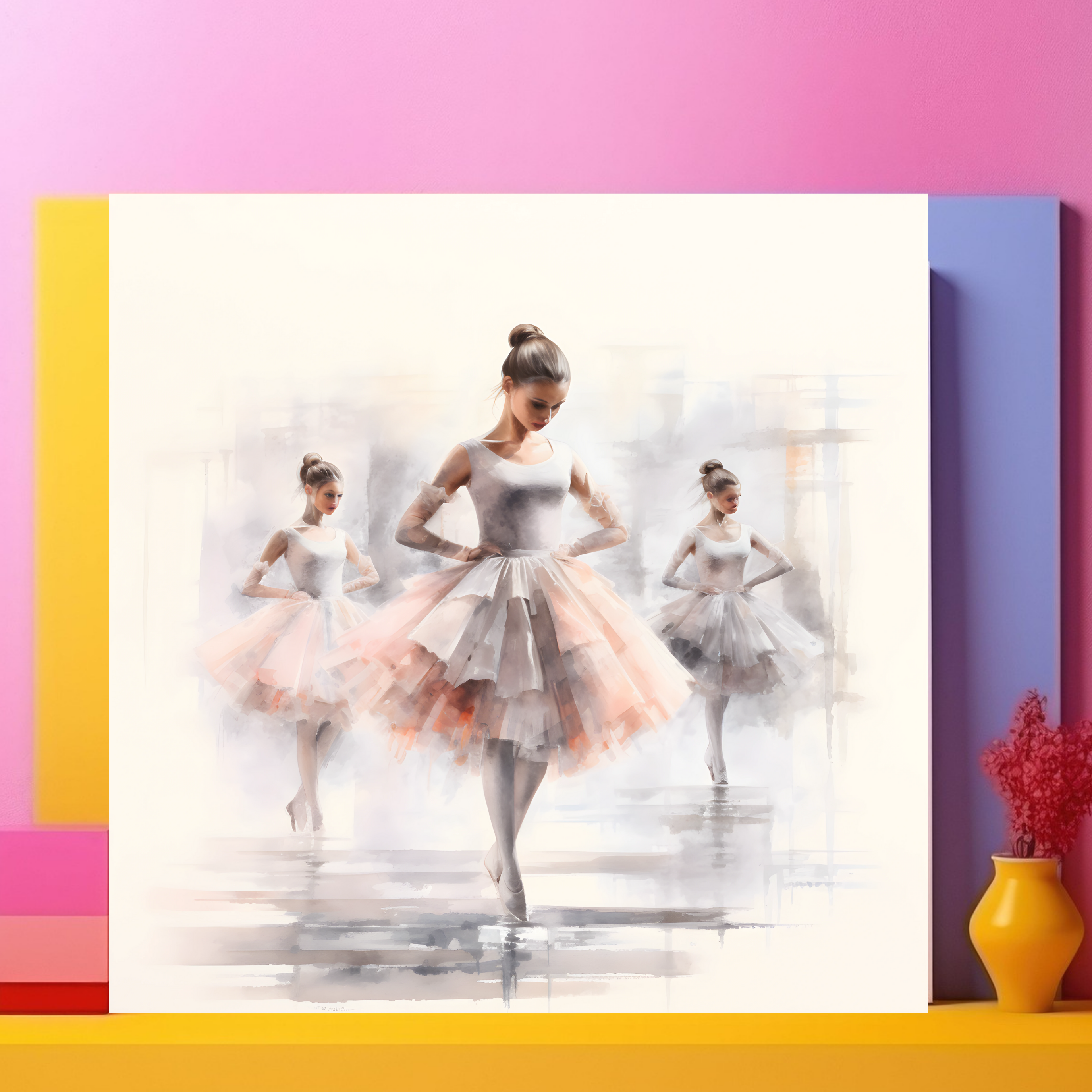 Ballerina Trio, Amazing water colour canvas print.