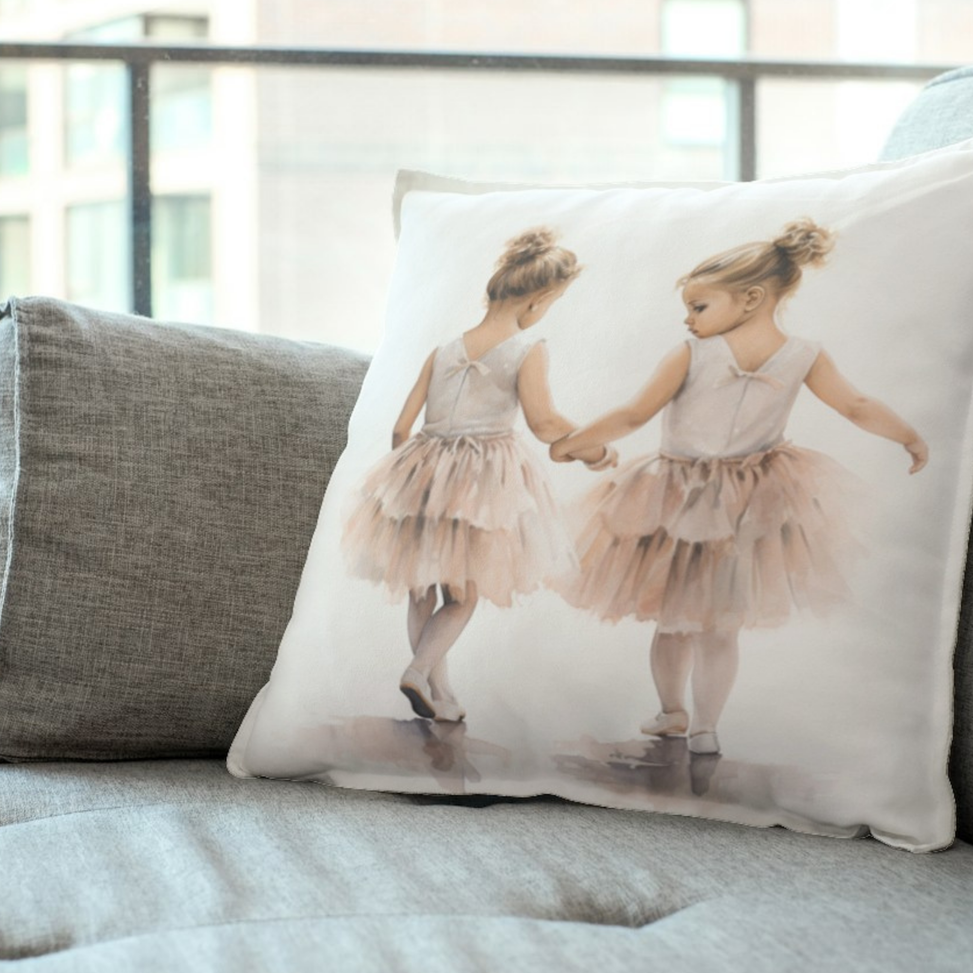 Decorative Two Little Ballerina,s Pillow/ Cushion 