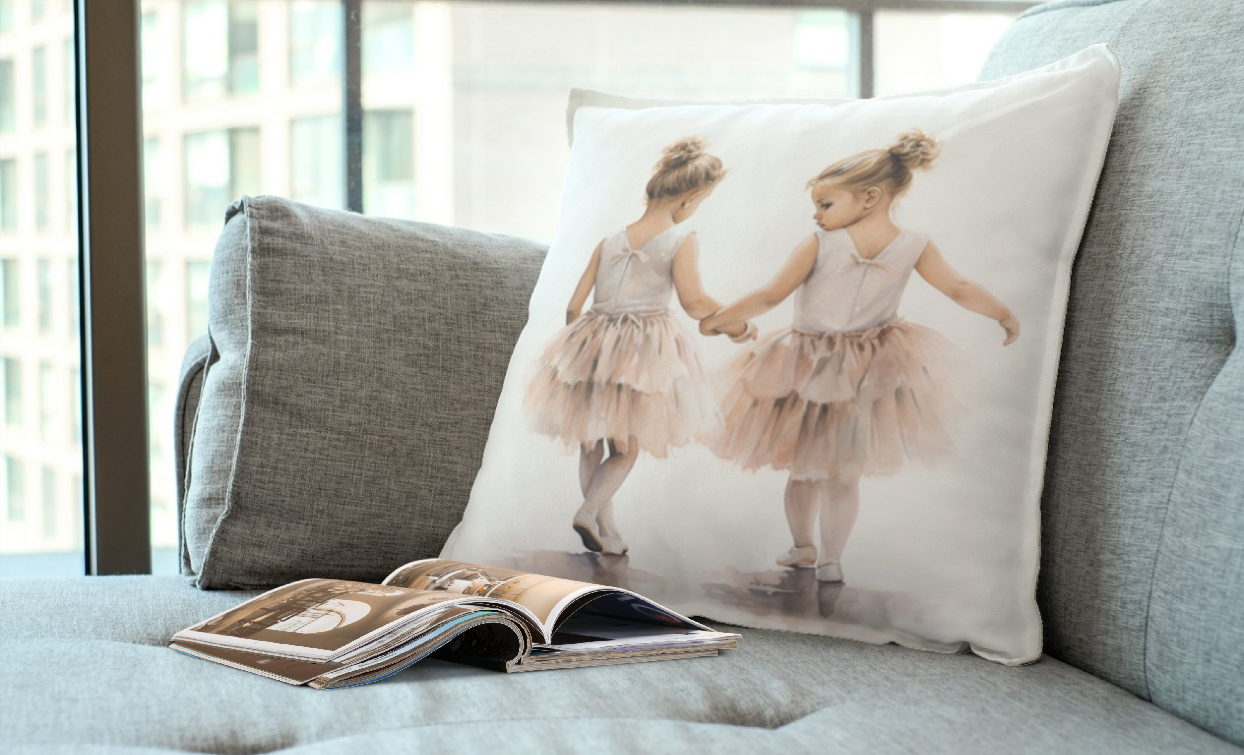Decorative Two Little Ballerina,s Pillow/ Cushion 